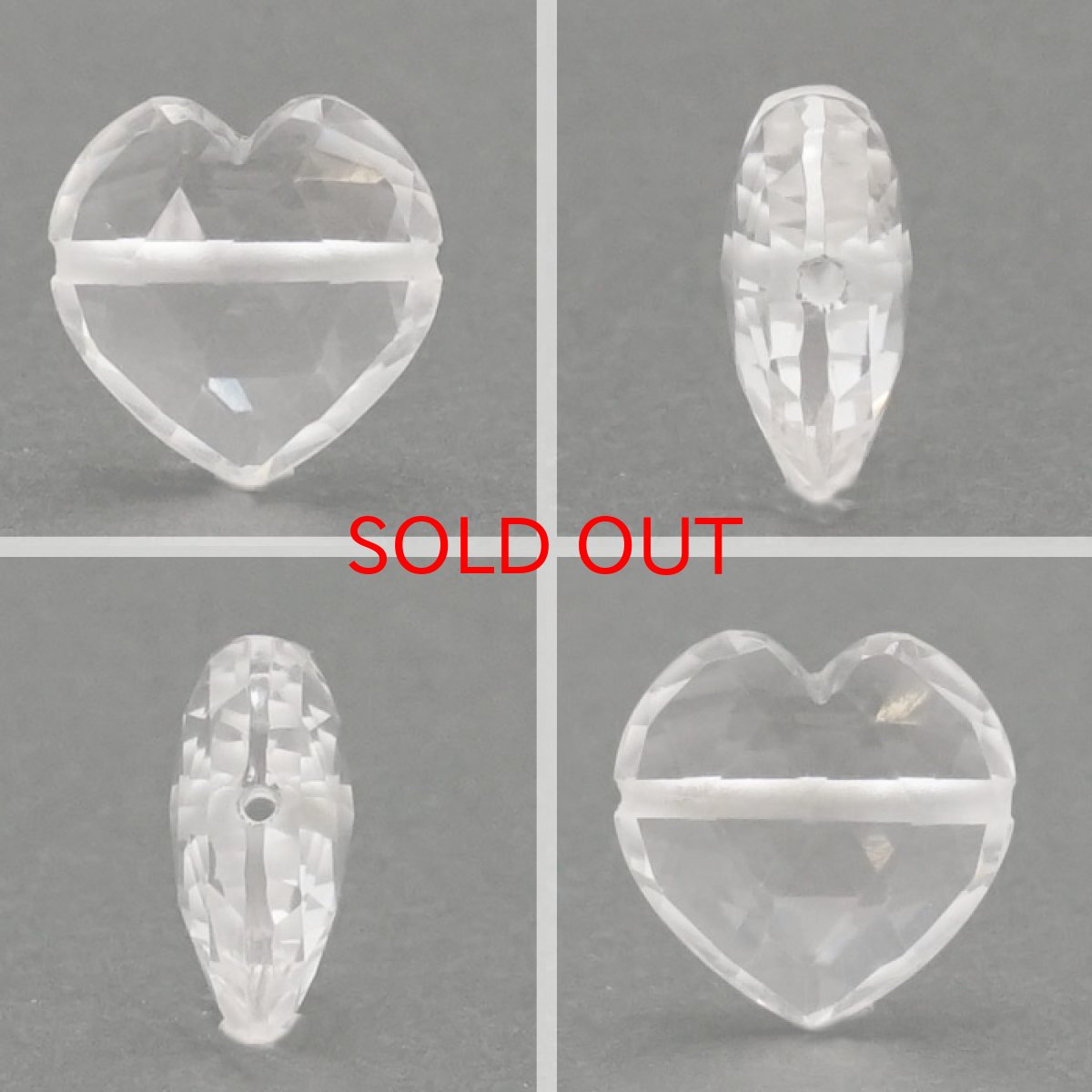 画像2: 天然石 ハート型ビーズ 水晶 12×12mm ブラジル産 クリスタル 【 一点もの 】ハート型 横穴貫通 穴あき ビーズ ハート オリジナルアクセアリー ハンドメイド材料 【 一粒売り 】 パワーストーン お守り 浄化 カラーストーン (2)