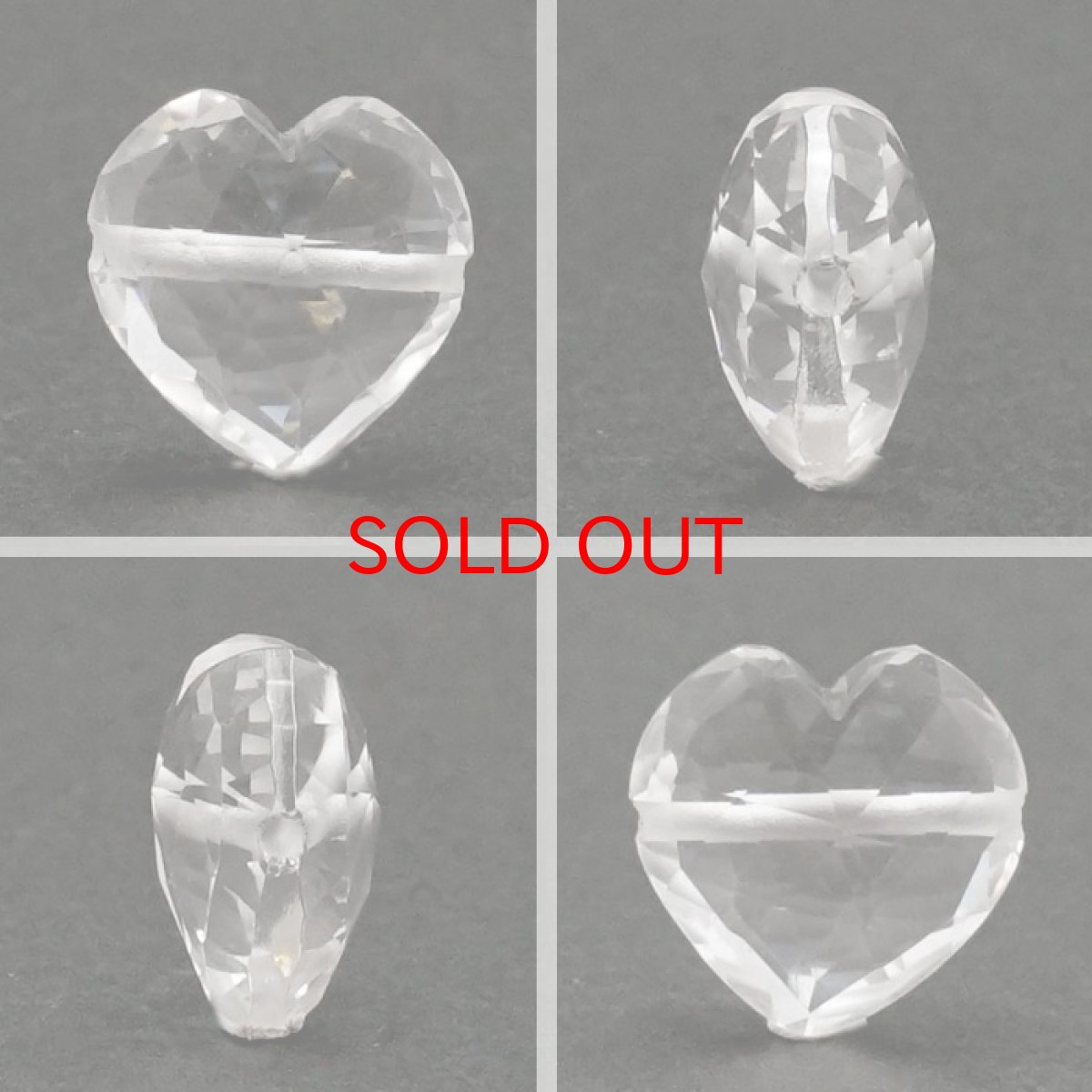 画像2: 天然石 ハート型ビーズ 水晶 12.5×12.5mm ブラジル産 クリスタル 【 一点もの 】ハート型 横穴貫通 穴あき ビーズ ハート オリジナルアクセアリー ハンドメイド材料 【 一粒売り 】 パワーストーン お守り 浄化 カラーストーン (2)
