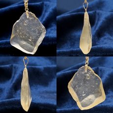 画像2: 【一点物】リビアングラス ペンダントトップ K18 リビア砂漠産 Libyan glass ガラス 隕石 宇宙 ガラス質 癒し 天然石 パワーストーン カラーストーン (2)