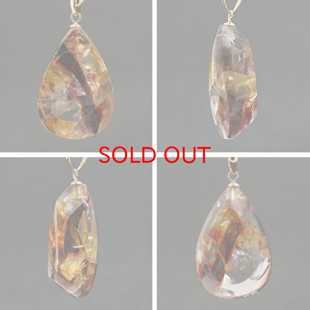 画像2: 【 一点物 】 シンフォニッククォーツ K18 ペンダントトップ ブラジル産 日本製 錦鯉水晶 天然石 パワーストーン カラーストーン (2)