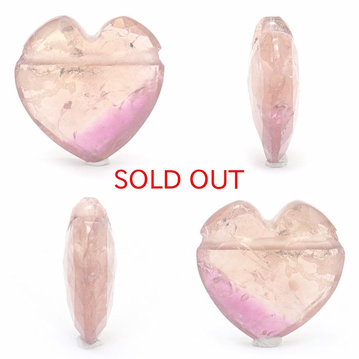 画像2: 天然石 ハート型ビーズ  トルマリン 13×13mm ブラジル産 【 一点もの 】 ハート型 横穴貫通 穴あき ビーズ ハート オリジナルアクセサリー ハンドメイド材料 【 一粒売り 】 天然石 パワーストーン カラーストーン (2)