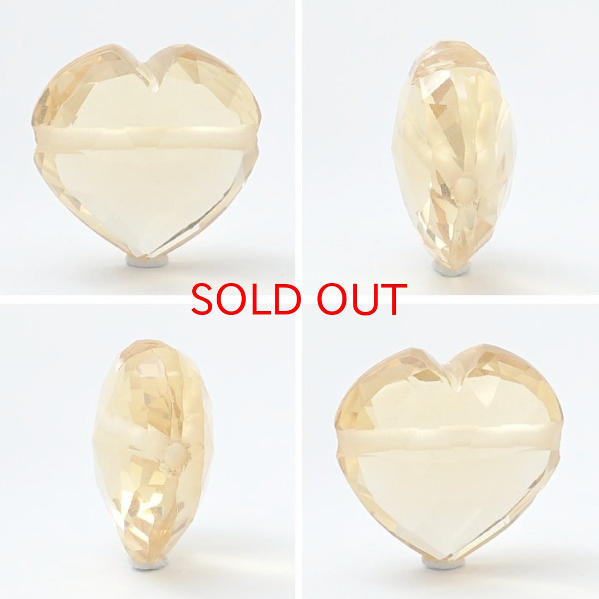 画像2: 天然石 ハート型ビーズ  シトリン 13×13mm ブラジル産 【 一点もの 】 ハート型 横穴貫通 穴あき ビーズ ハート オリジナルアクセサリー ハンドメイド材料 【 一粒売り 】 天然石 パワーストーン カラーストーン (2)