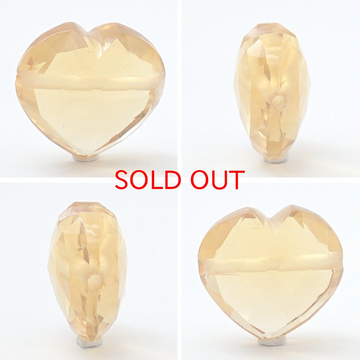 画像2: 天然石 ハート型ビーズ  シトリン 11×12mm ブラジル産 【 一点もの 】 ハート型 横穴貫通 穴あき ビーズ ハート オリジナルアクセサリー ハンドメイド材料 【 一粒売り 】 天然石 パワーストーン カラーストーン (2)