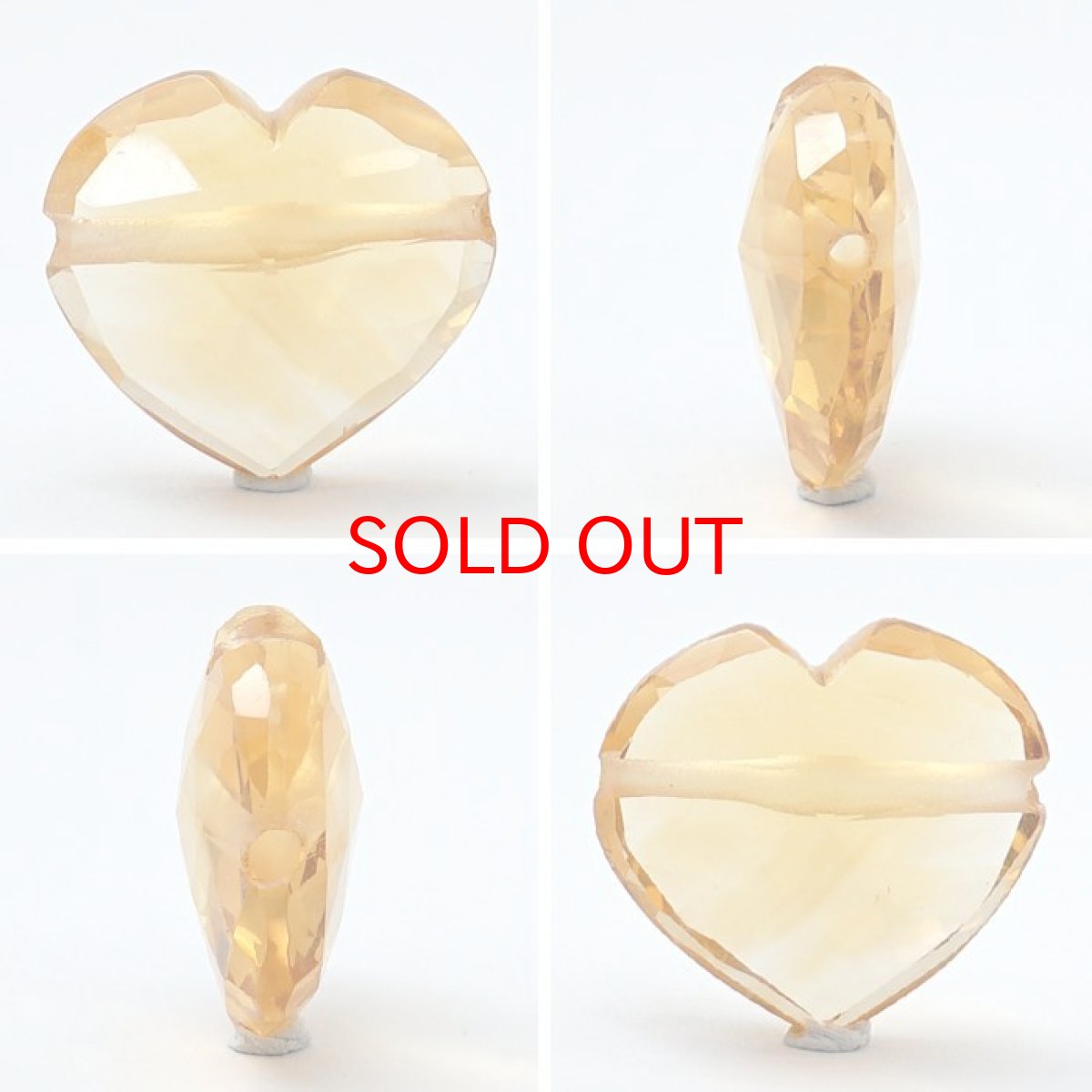 画像2: 天然石 ハート型ビーズ  シトリン 12×13mm ブラジル産 【 一点もの 】 ハート型 横穴貫通 穴あき ビーズ ハート オリジナルアクセサリー ハンドメイド材料 【 一粒売り 】 天然石 パワーストーン カラーストーン (2)