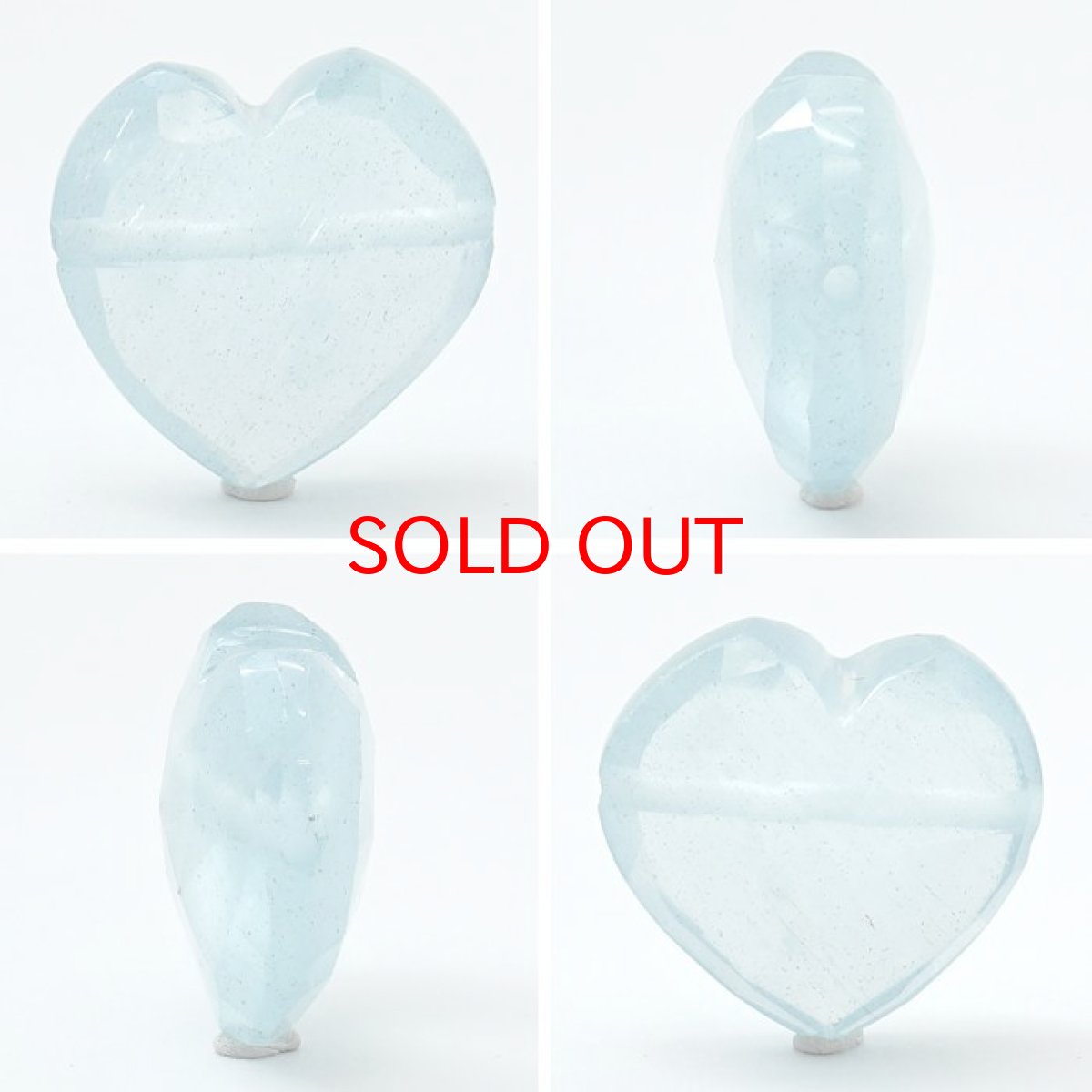 画像2: 天然石 ハート型ビーズ  アクアマリン 14×15mm ブラジル産 【 一点もの 】 ハート型 横穴貫通 穴あき ビーズ ハート オリジナルアクセサリー ハンドメイド材料 【 一粒売り 】 天然石 パワーストーン カラーストーン (2)