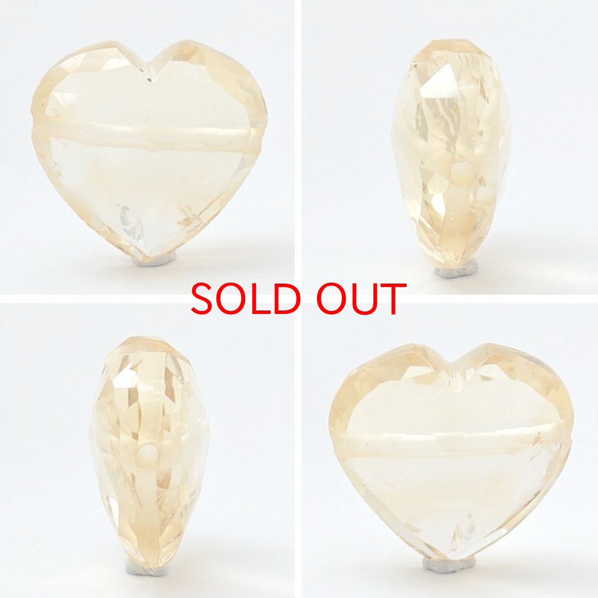 画像2: 天然石 ハート型ビーズ  シトリン 11×12mm ブラジル産 【 一点もの 】 ハート型 横穴貫通 穴あき ビーズ ハート オリジナルアクセサリー ハンドメイド材料 【 一粒売り 】 天然石 パワーストーン カラーストーン (2)