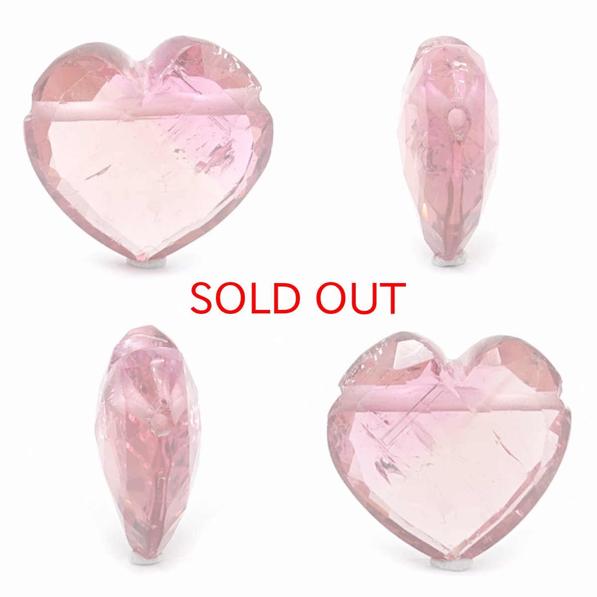 画像2: 天然石 ハート型ビーズ  トルマリン 14×15mm ブラジル産 【 一点もの 】 ハート型 横穴貫通 穴あき ビーズ ハート オリジナルアクセサリー ハンドメイド材料 【 一粒売り 】 天然石 パワーストーン カラーストーン (2)