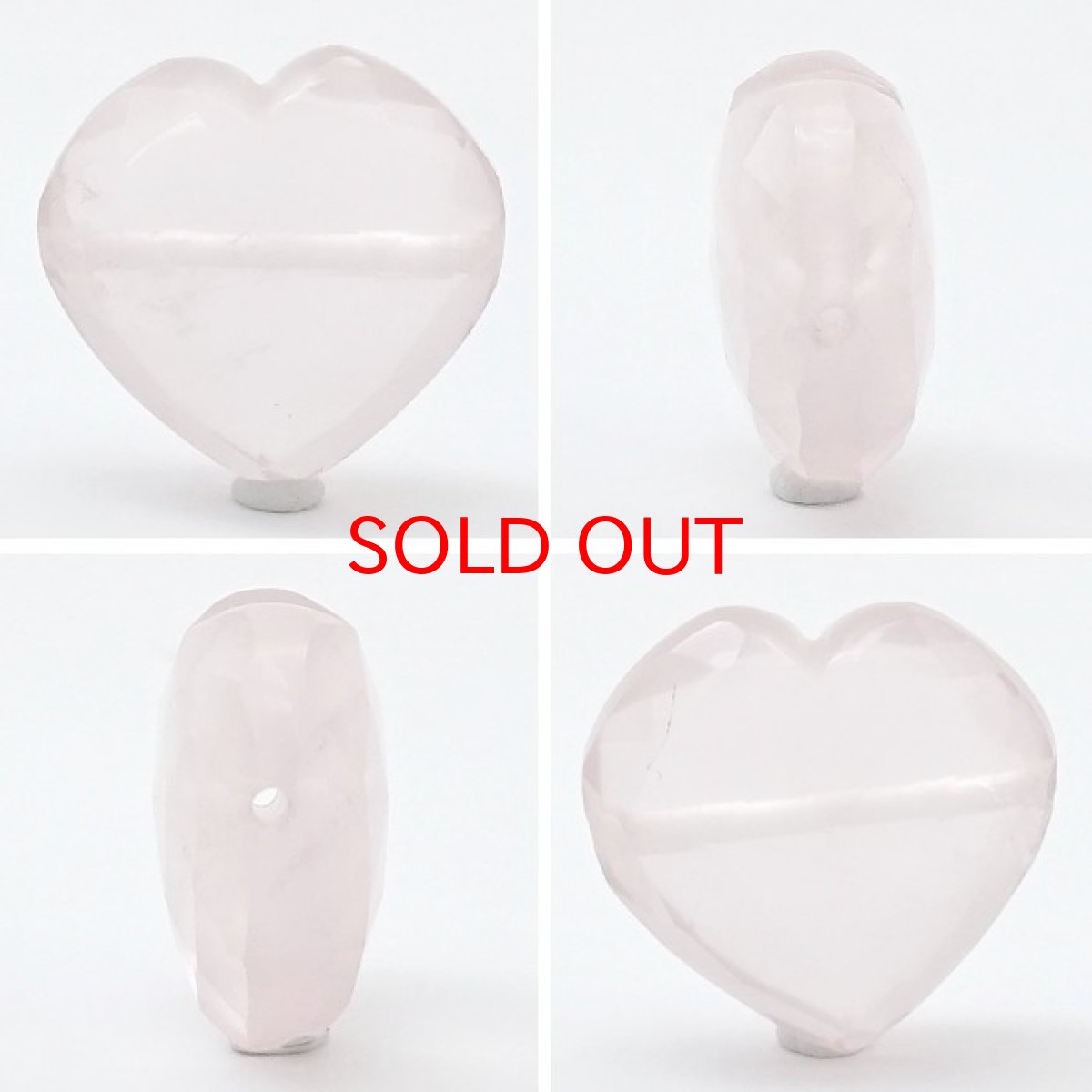 画像2: 天然石 ハート型ビーズ ローズクォーツ 15×16mm ブラジル産 【 一点もの 】ハート型 横穴貫通 穴あき ビーズ ハート オリジナルアクセサリー ハンドメイド材料 【 一粒売り 】 パワーストーン お守り 浄化 カラーストーン (2)