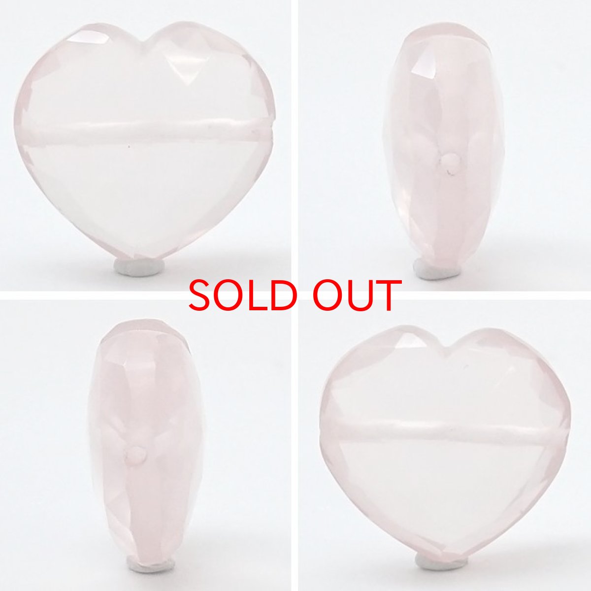 画像2: 天然石 ハート型ビーズ ローズクォーツ 15×16mm ブラジル産 【 一点もの 】ハート型 横穴貫通 穴あき ビーズ ハート オリジナルアクセサリー ハンドメイド材料 【 一粒売り 】 パワーストーン お守り 浄化 カラーストーン (2)