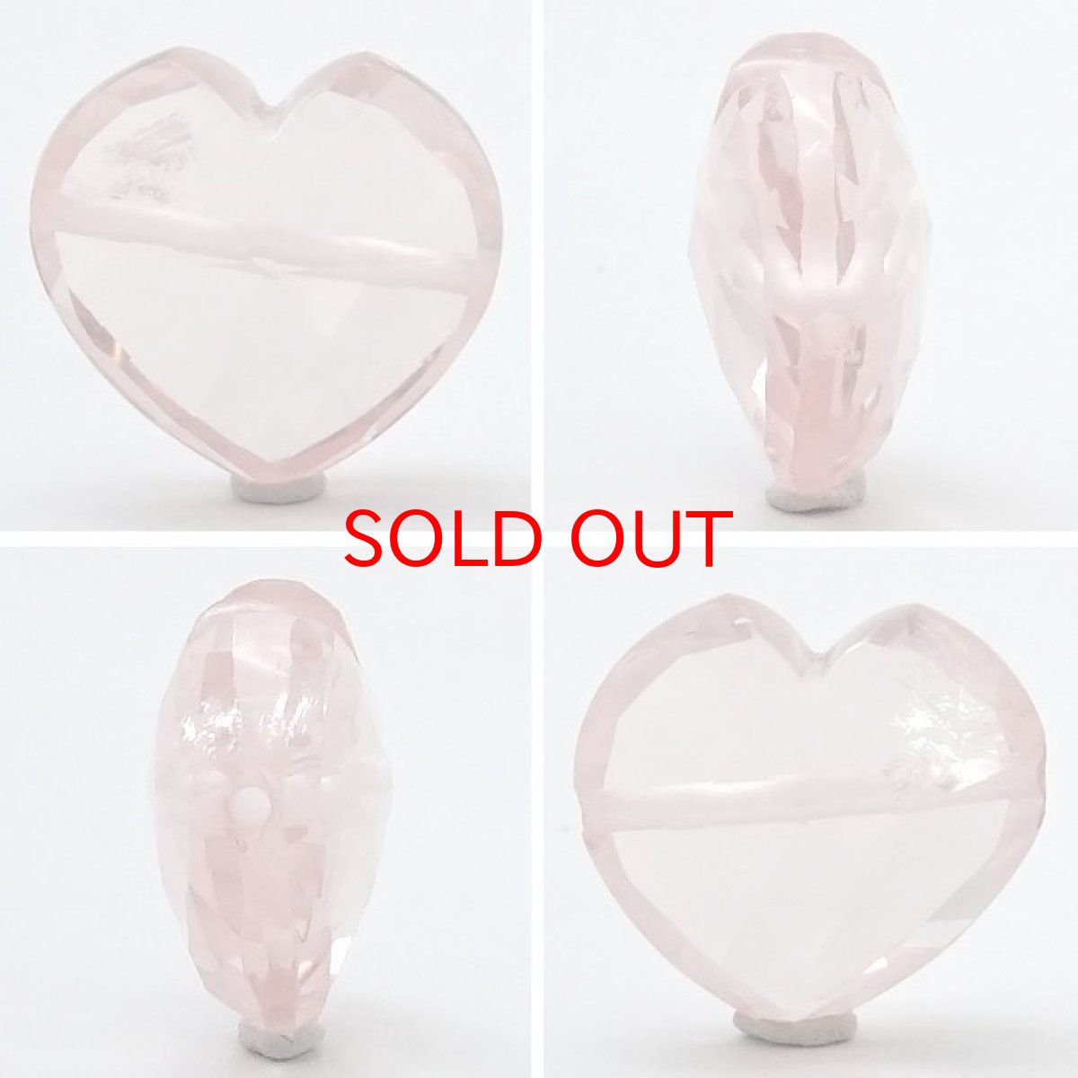 画像2: 天然石 ハート型ビーズ ローズクォーツ 14×15mm ブラジル産 【 一点もの 】ハート型 横穴貫通 穴あき ビーズ ハート オリジナルアクセサリー ハンドメイド材料 【 一粒売り 】 パワーストーン お守り 浄化 カラーストーン (2)