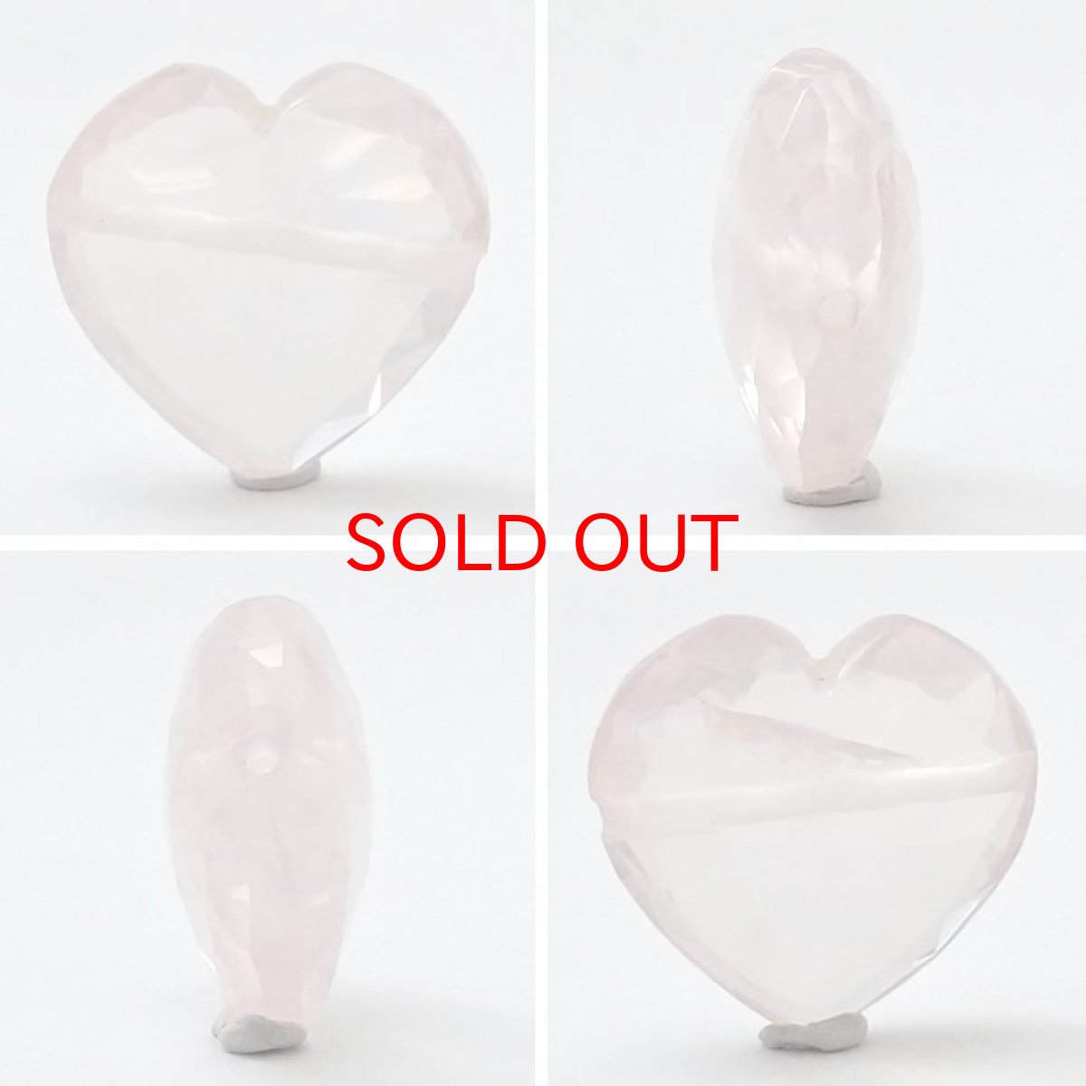 画像2: 天然石 ハート型ビーズ ローズクォーツ 15×15mm ブラジル産 【 一点もの 】ハート型 横穴貫通 穴あき ビーズ ハート オリジナルアクセサリー ハンドメイド材料 【 一粒売り 】 パワーストーン お守り 浄化 カラーストーン (2)