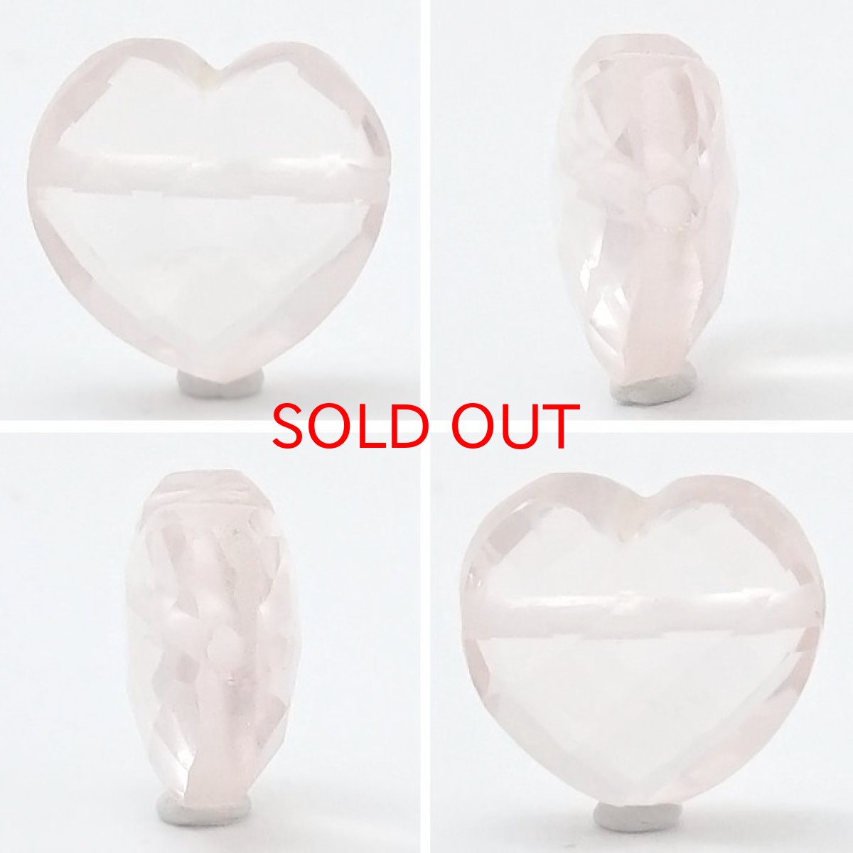 画像2: 天然石 ハート型ビーズ ローズクォーツ 11×12mm ブラジル産 【 一点もの 】ハート型 横穴貫通 穴あき ビーズ ハート オリジナルアクセサリー ハンドメイド材料 【 一粒売り 】 パワーストーン お守り 浄化 カラーストーン (2)