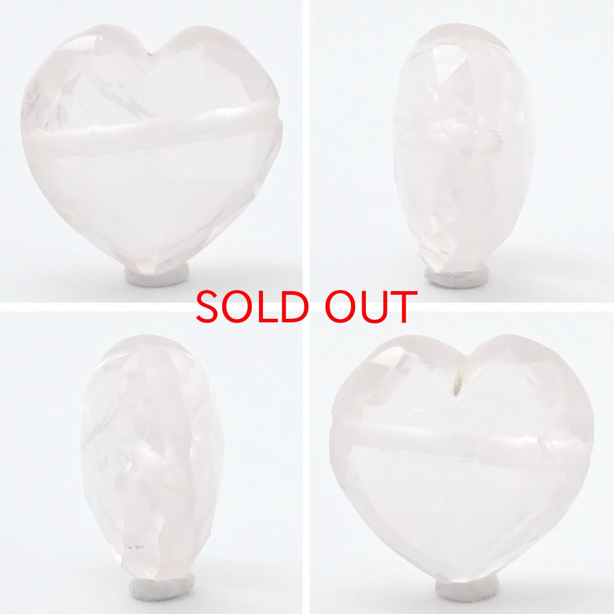 画像2: 天然石 ハート型ビーズ ローズクォーツ 12×12mm ブラジル産 【 一点もの 】ハート型 横穴貫通 穴あき ビーズ ハート オリジナルアクセサリー ハンドメイド材料 【 一粒売り 】 パワーストーン お守り 浄化 カラーストーン (2)