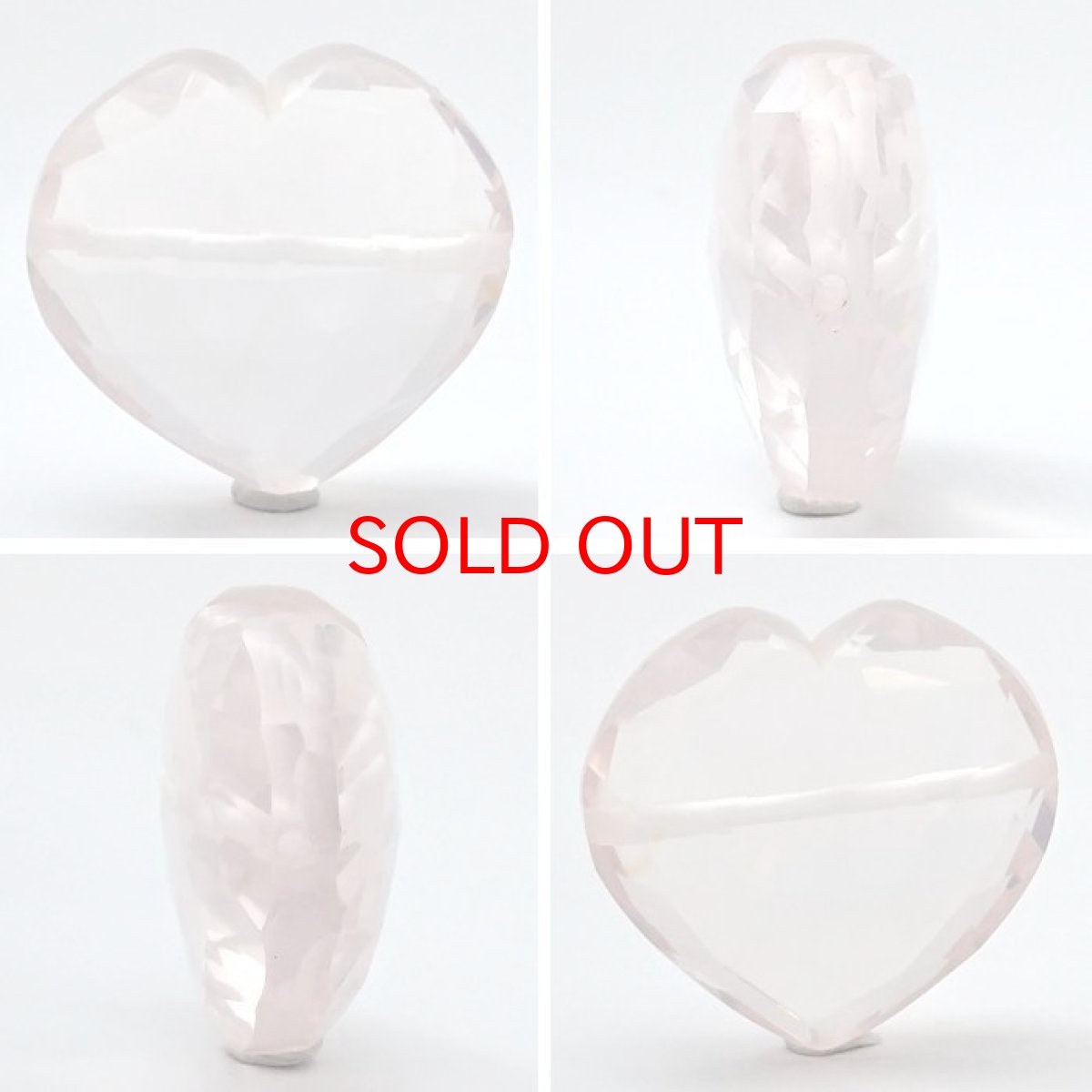 画像2: 天然石 ハート型ビーズ ローズクォーツ 18×19mm ブラジル産 【 一点もの 】ハート型 横穴貫通 穴あき ビーズ ハート オリジナルアクセサリー ハンドメイド材料 【 一粒売り 】 パワーストーン お守り 浄化 カラーストーン (2)