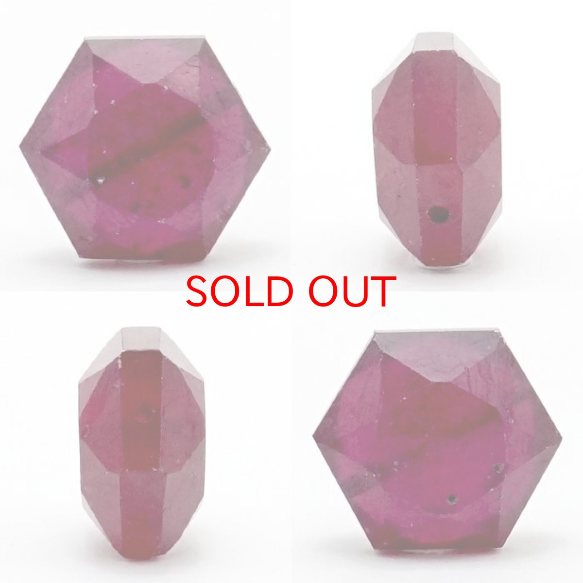 画像2: 【 一点もの 】 天然石 六角形ビーズ ルビー ミャンマー産  六角形 横穴貫通 穴あき ビーズ オリジナル アクセサリー ハンドメイド材料 【 一粒売り 】 天然石 パワーストーン カラーストーン (2)