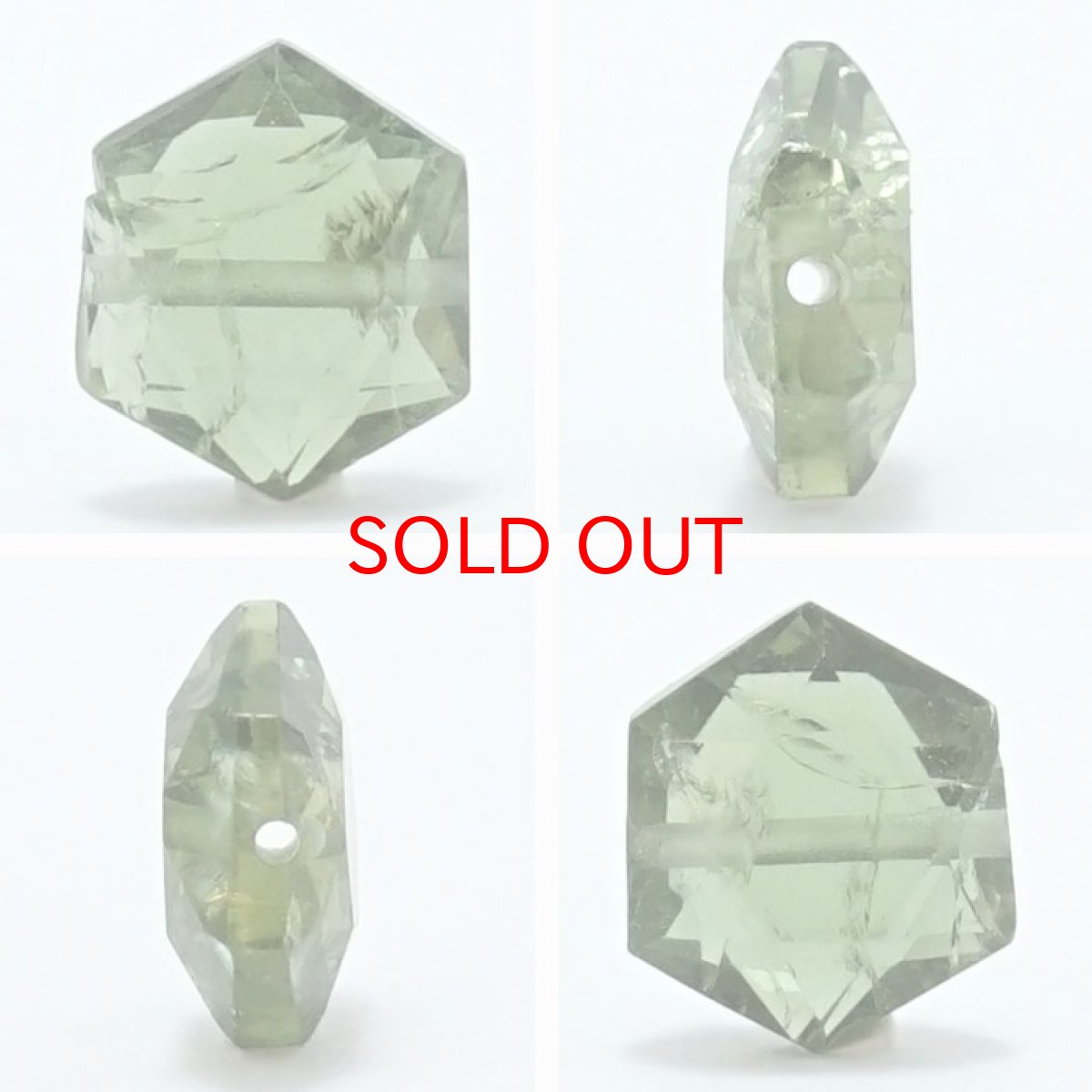 画像2: 天然石 六角形ビーズ グリーンアパタイト 5.0ct ブラジル産【 一点もの】六角形 横穴貫通 穴あき ビーズ オリジナルアクセアリー ハンドメイド材料 【  一粒売り 】 (2)