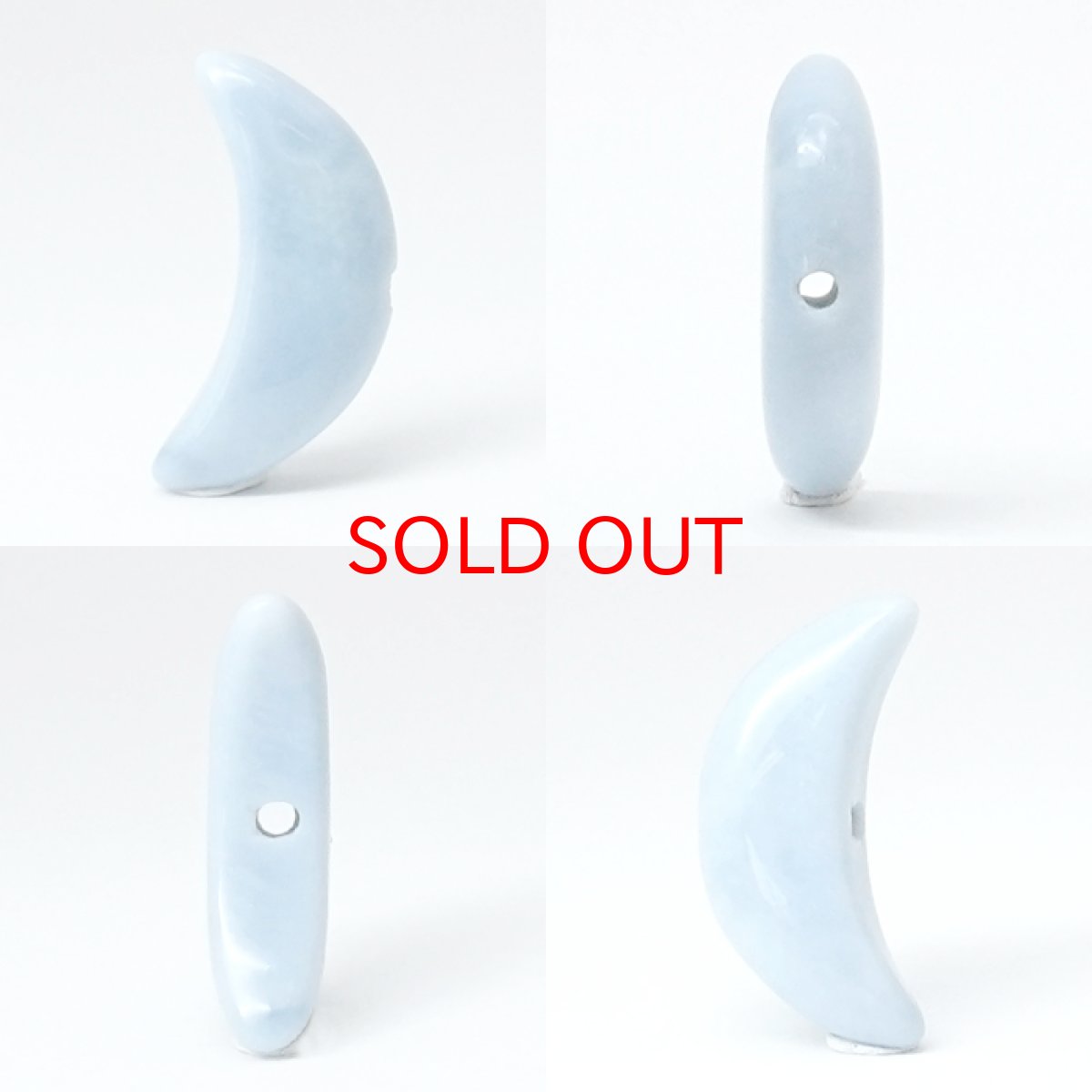 画像2: 天然石 月型ビーズ ブルーオパール 約15×7mm スリランカ産 月型 横穴貫通 穴あき ビーズ 月 ムーン オリジナルアクセサリー ハンドメイド材料 【 一粒売り 】 パワーストーン お守り 浄化 カラーストーン (2)