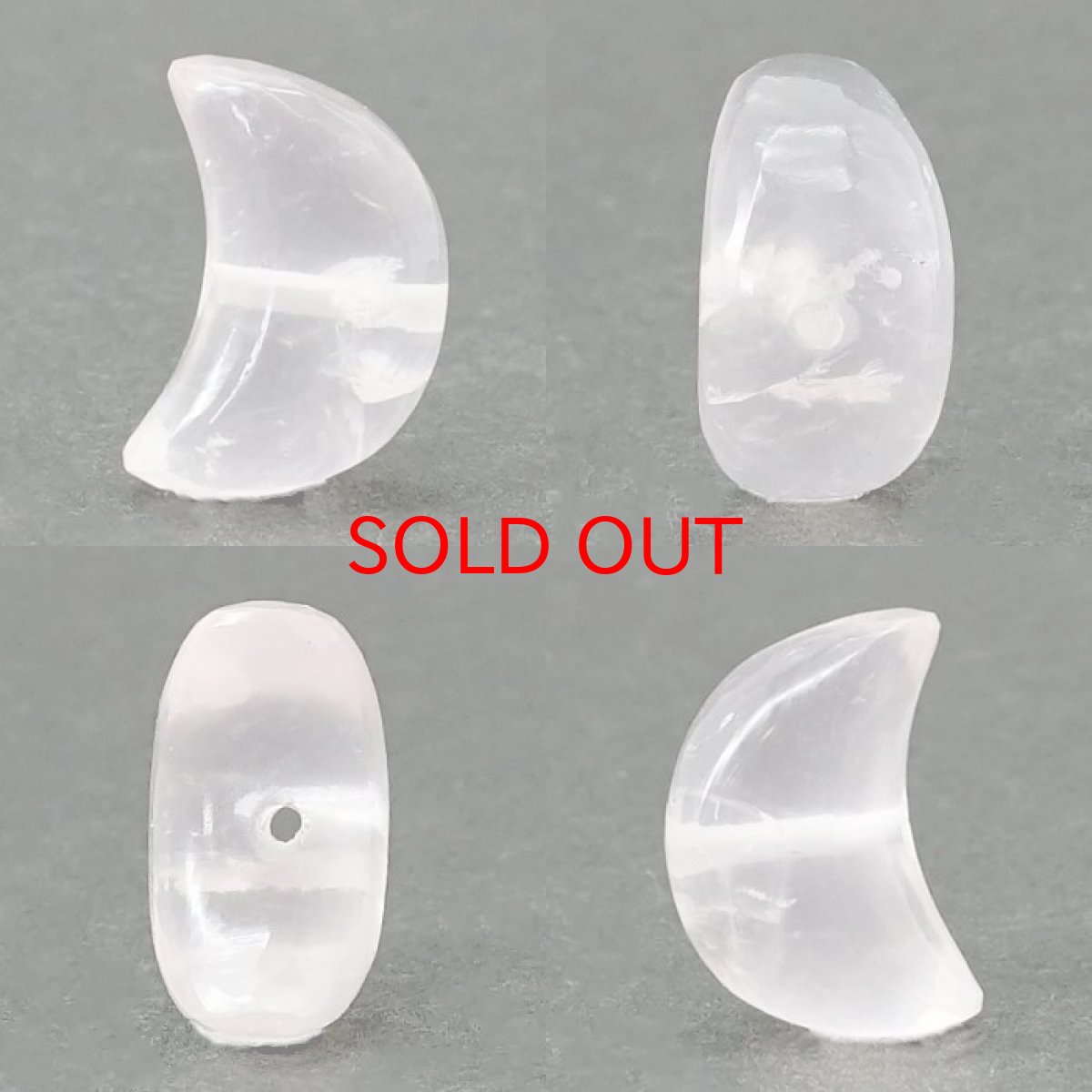 画像2: 【一点もの】 天然石 月型ビーズ ローズクォーツ ブラジル産 13×9mm 月型 横穴貫通 穴あき ビーズ 月 ムーン オリジナルアクセサリー ハンドメイド材料 【 一粒売り 】 パワーストーン お守り 浄化 カラーストーン (2)