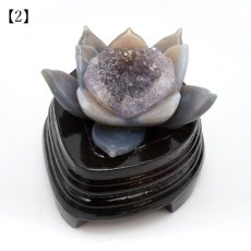 画像9: メノウ 蓮 ジオード ブラジル産 木製台座付き 【 一点物 】 agate  蓮の花ジオード 瑪瑙 めのう ジオード 金運 財運 浄化 置き物 浄化 台座付き お守り 天然石 パワーストーン カラーストーン (9)