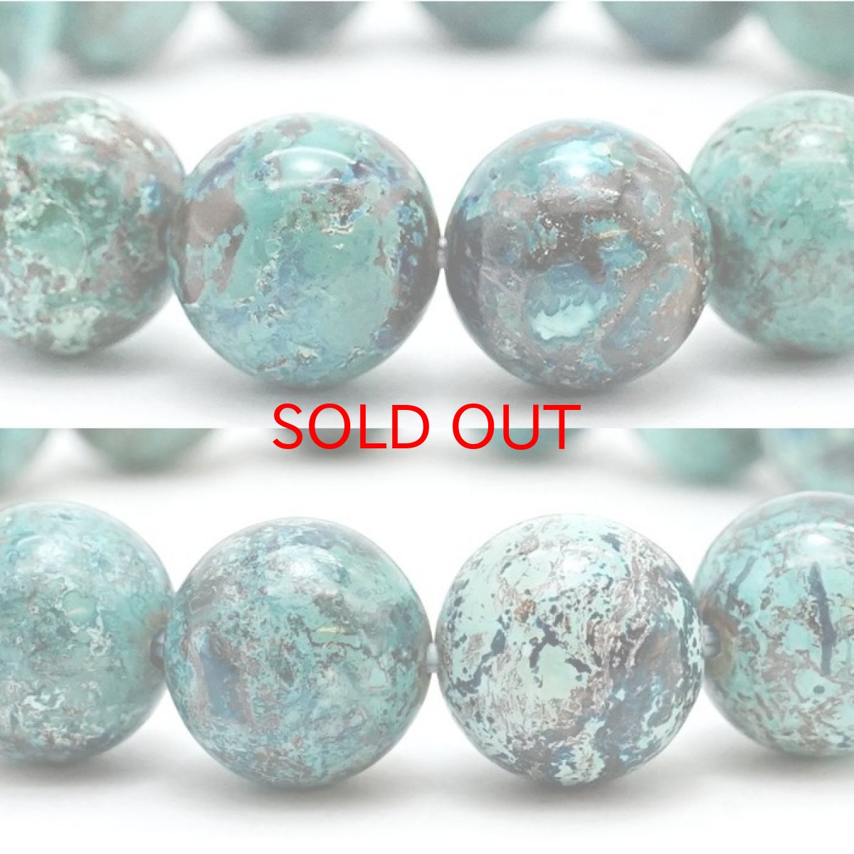 画像2: 【20%OFFセール】 【 一点物 】クリソコラ ブレスレット ペルー産 丸玉 12mm 12号 Chrysocolla 珪孔雀石 天然石 パワーストーン カラーストーン (2)