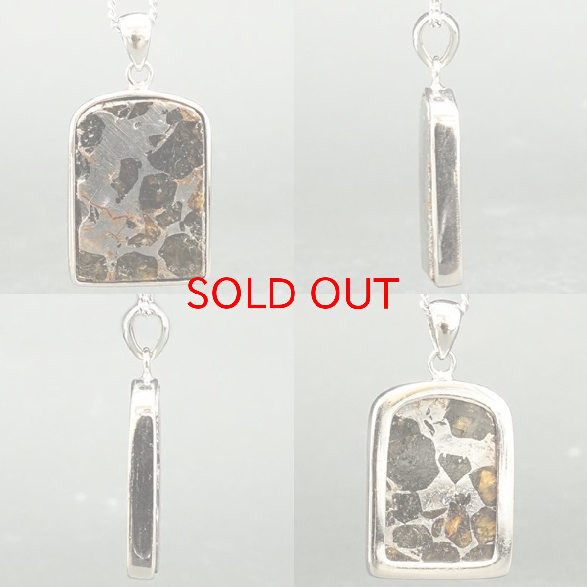 画像2: 【一点物】 パラサイト隕石 ペンダントトップ スクエア 7.4g SV925 シルバー meteorite Parasite カラーストーン (2)