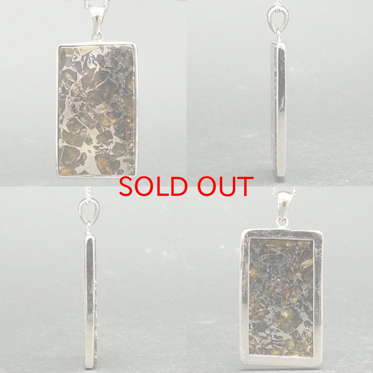 画像2: 【一点物】 パラサイト隕石 ペンダントトップ スクエア 12.1ｇ SV925 シルバー meteorite Parasite カラーストーン (2)