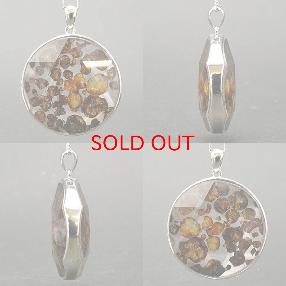 画像2: 【一点物】 パラサイト隕石 ペンダントトップ ラウンド 32.8g SV925 シルバー meteorite Parasite カラーストーン (2)