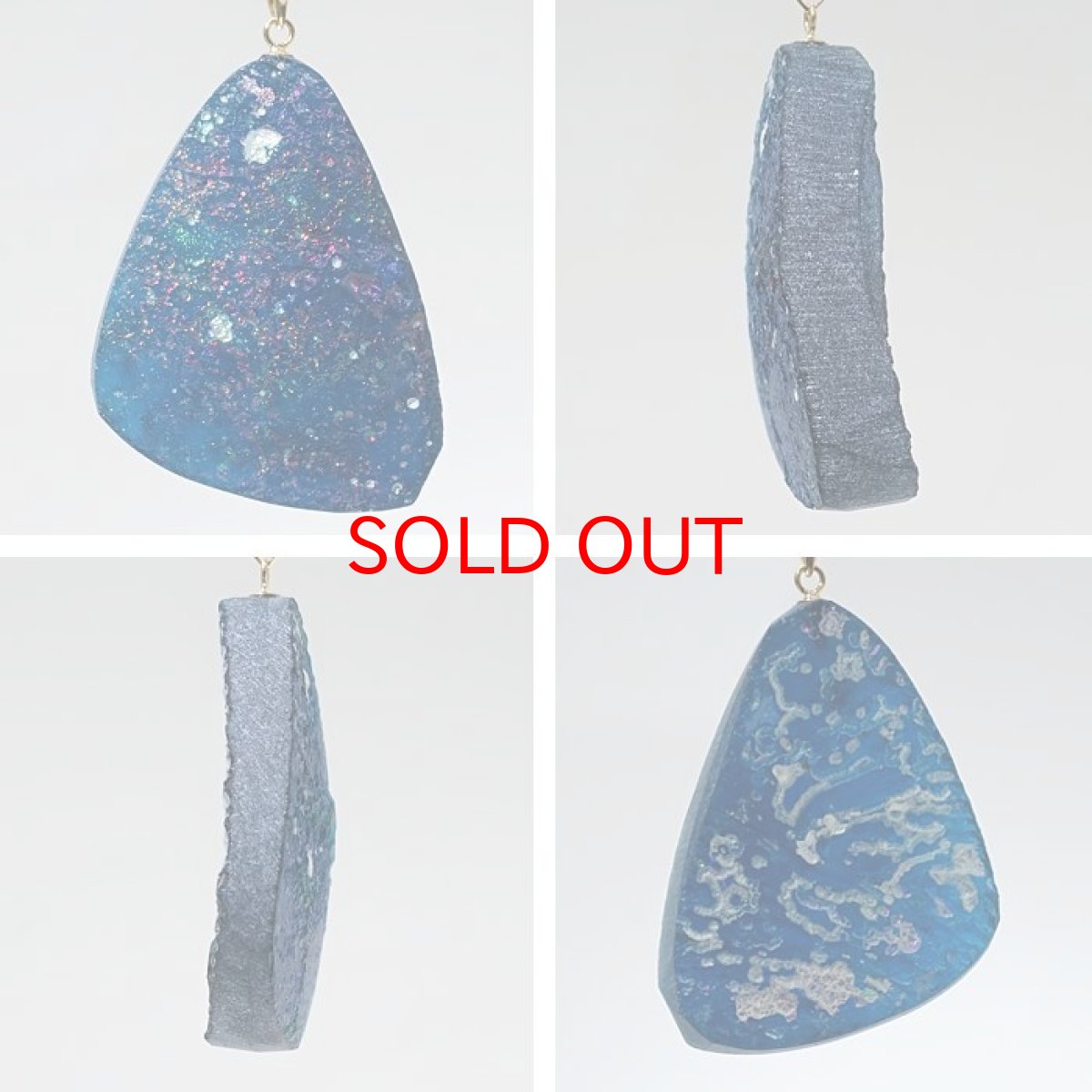 画像2: イタリアンローマングラス K18 ペンダントトップ イタリア産 【 一点もの 】 日本製 Roman glass ローマガラス ラフ原石 世界に一つだけ お守り 浄化 天然石 パワーストーン カラーストーン (2)