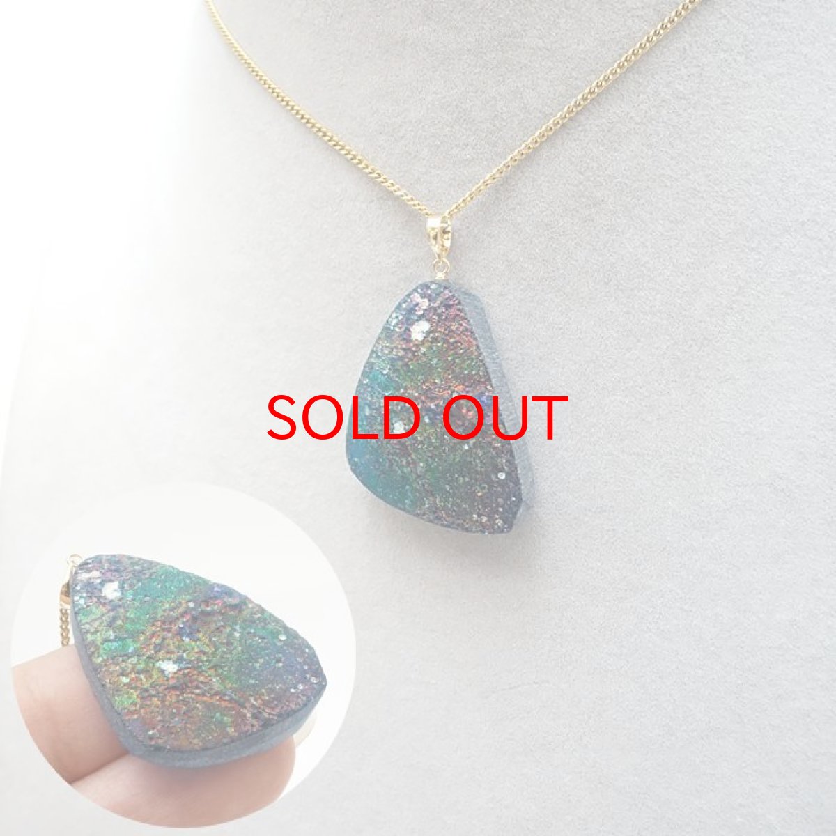 画像4: イタリアンローマングラス K18 ペンダントトップ イタリア産 【 一点もの 】 日本製 Roman glass ローマガラス ラフ原石 世界に一つだけ お守り 浄化 天然石 パワーストーン カラーストーン (4)