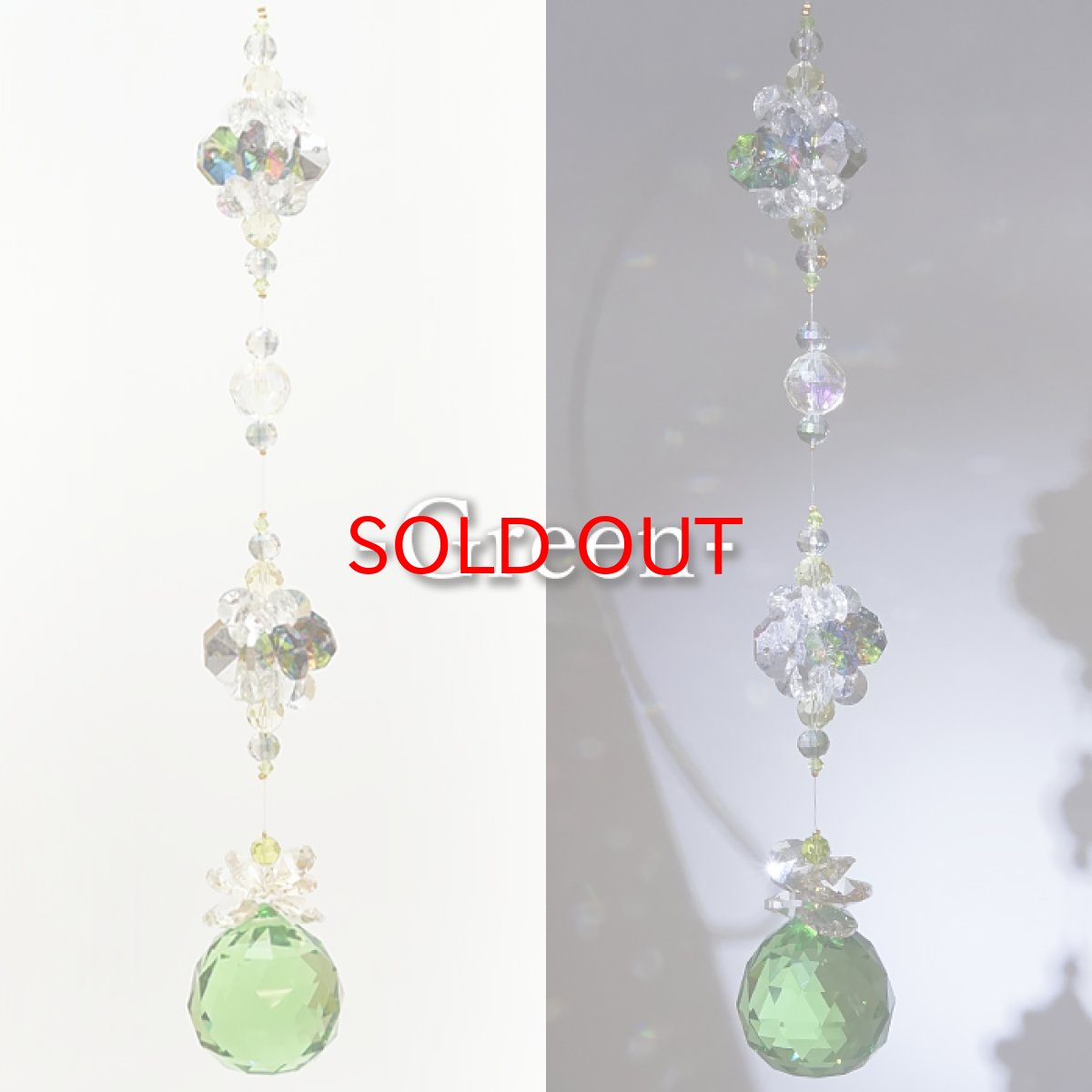 画像4: 【 新作 】 フォレストサンキャッチャー ロングサイズ クリア グリーン 森 ガラス オリジナル 飾り物 インテリア 雑貨 窓 太陽光 ラッキーカラー 開運 キラキラ 天然石 パワーストーン カラーストーン (4)