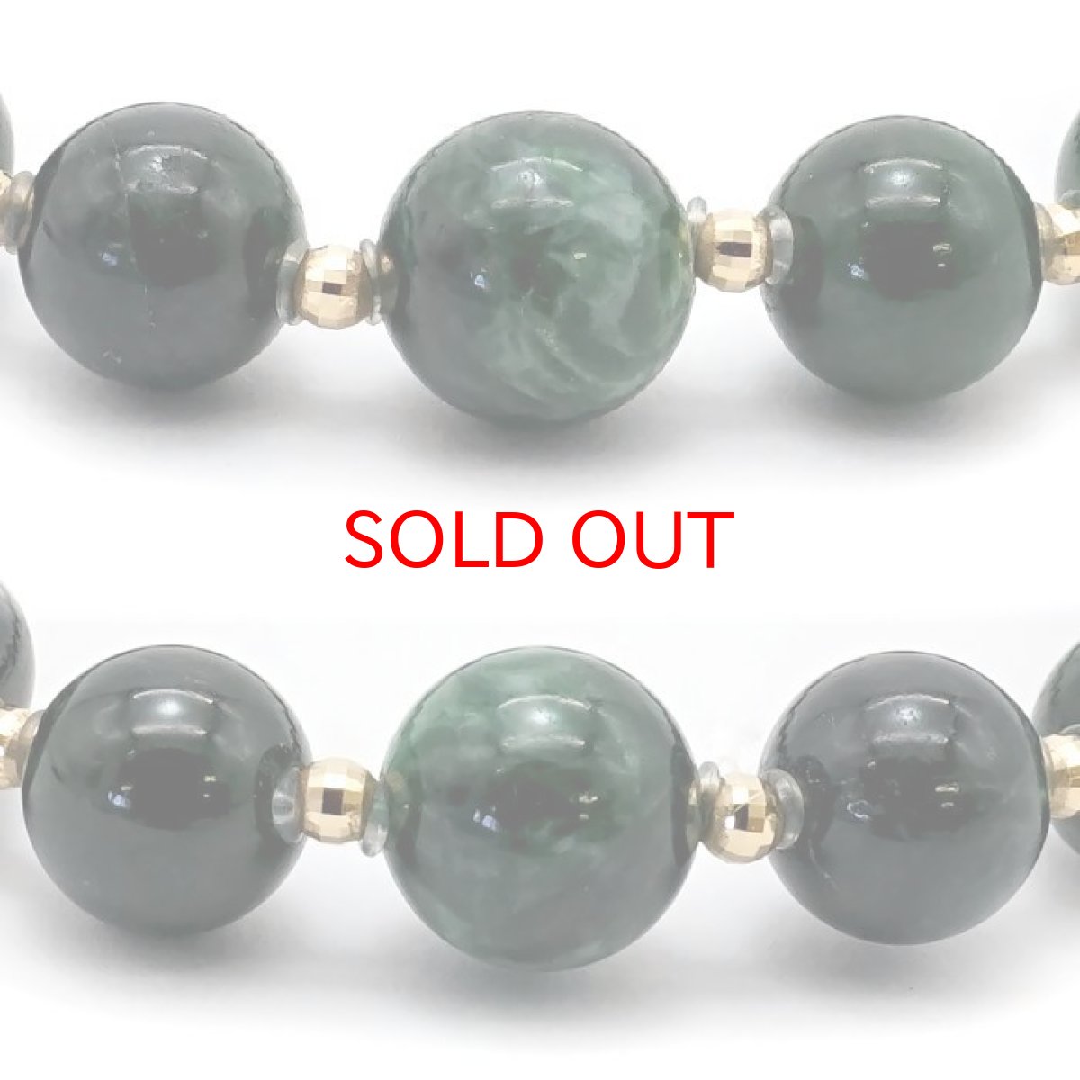 画像2: 【 一点もの 】 ミャンマー翡翠 ブレスレット 8mm K18 ミラーボール ミャンマー産 無処理 ダークグリーン Jade 翡翠 5月誕生石 お守り 浄化 希少 天然石 パワーストーン カラーストーン (2)