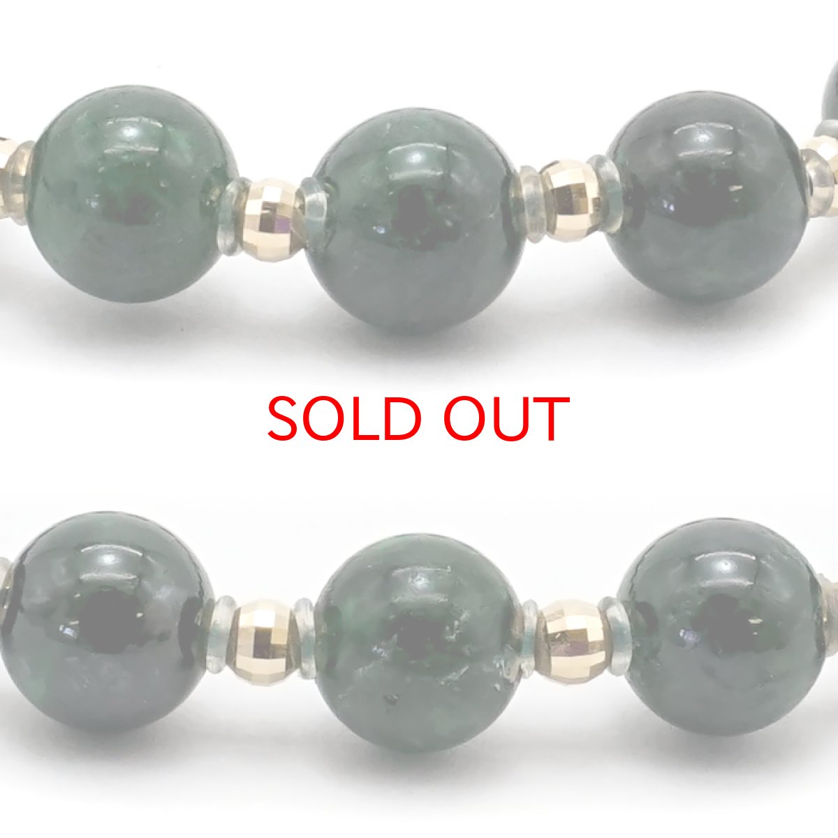 画像2: 【 一点もの 】 ミャンマー翡翠 ブレスレット 6mm K18 ミラーボール ミャンマー産 無処理 ダークグリーン Jade 翡翠 5月誕生石 お守り 浄化 希少 天然石 パワーストーン カラーストーン (2)