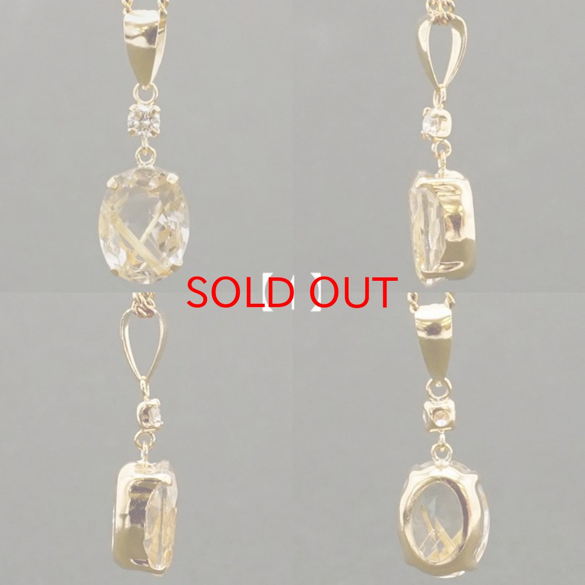 画像2: 【一点もの】 ルチルクォーツ ペンダントトップ ブラジル産 K18 日本製 ダイヤモンド付き オーバルカット オリジナルフレーム ゴールド 天然石 パワーストーン カラーストーン (2)