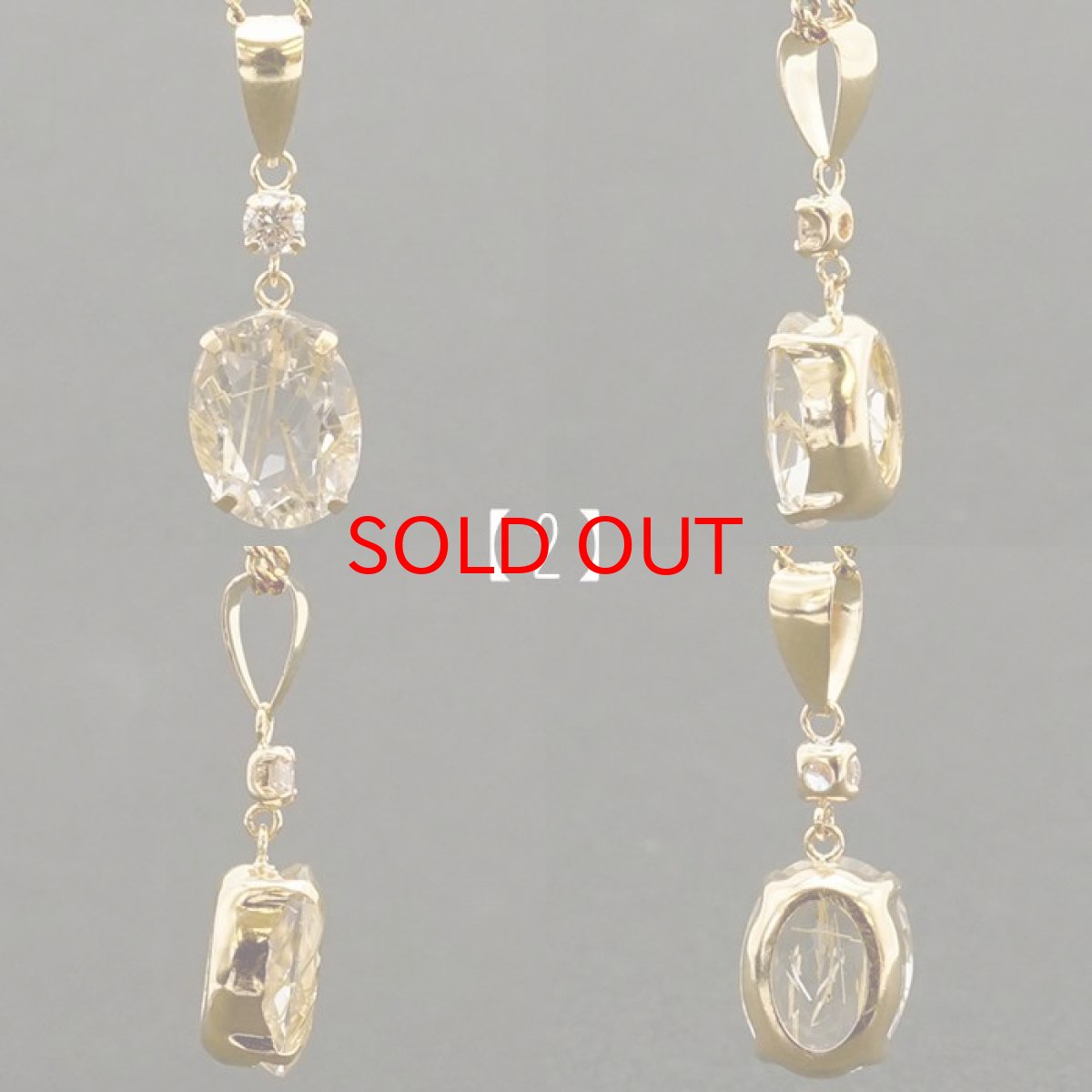 画像3: 【一点もの】 ルチルクォーツ ペンダントトップ ブラジル産 K18 日本製 ダイヤモンド付き オーバルカット オリジナルフレーム ゴールド 天然石 パワーストーン カラーストーン (3)