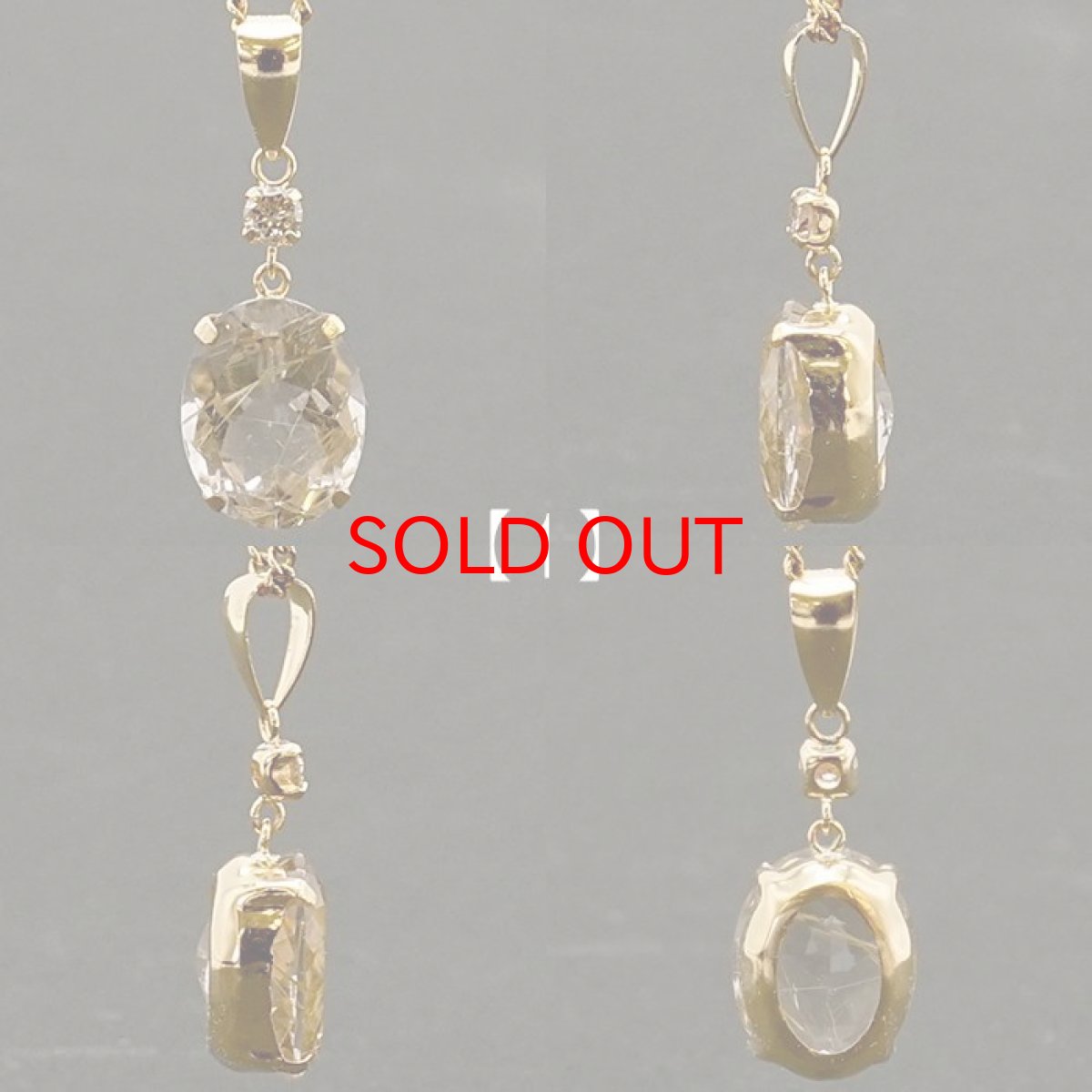 画像2: 【一点もの】 ルチルクォーツ ペンダントトップ ブラジル産 K18 日本製 ダイヤモンド付き オーバルカット オリジナルフレーム ゴールド 天然石 パワーストーン カラーストーン (2)