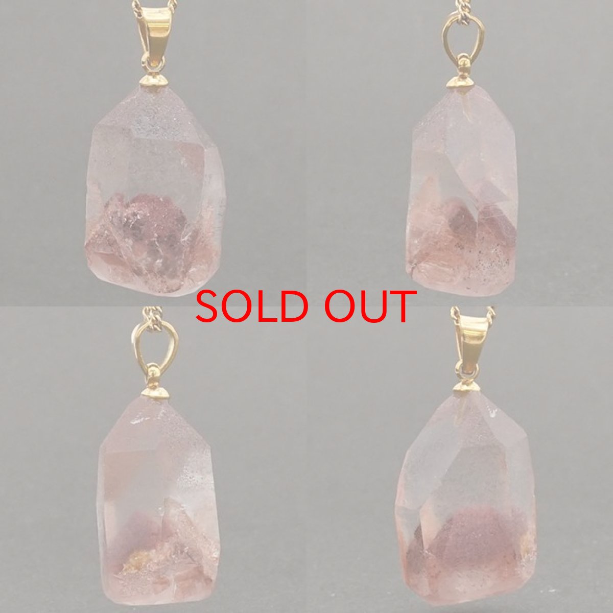 画像2: 【 一点物 】マニカランレッドファントム ペンダントトップ インド産 マニカラン水晶 マニカランクォーツ ファントム ゴールド ステンレス 天然石 パワーストーン 浄化 お守り カラーストーン (2)