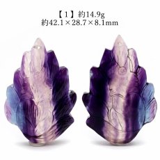 画像2: 【 一点もの 】 フローライト 九尾 彫物 中国産 彫刻 Fluorite 蛍石 穴あき ペンダントトップ 天然石 パワーストーン カラーストーン (2)