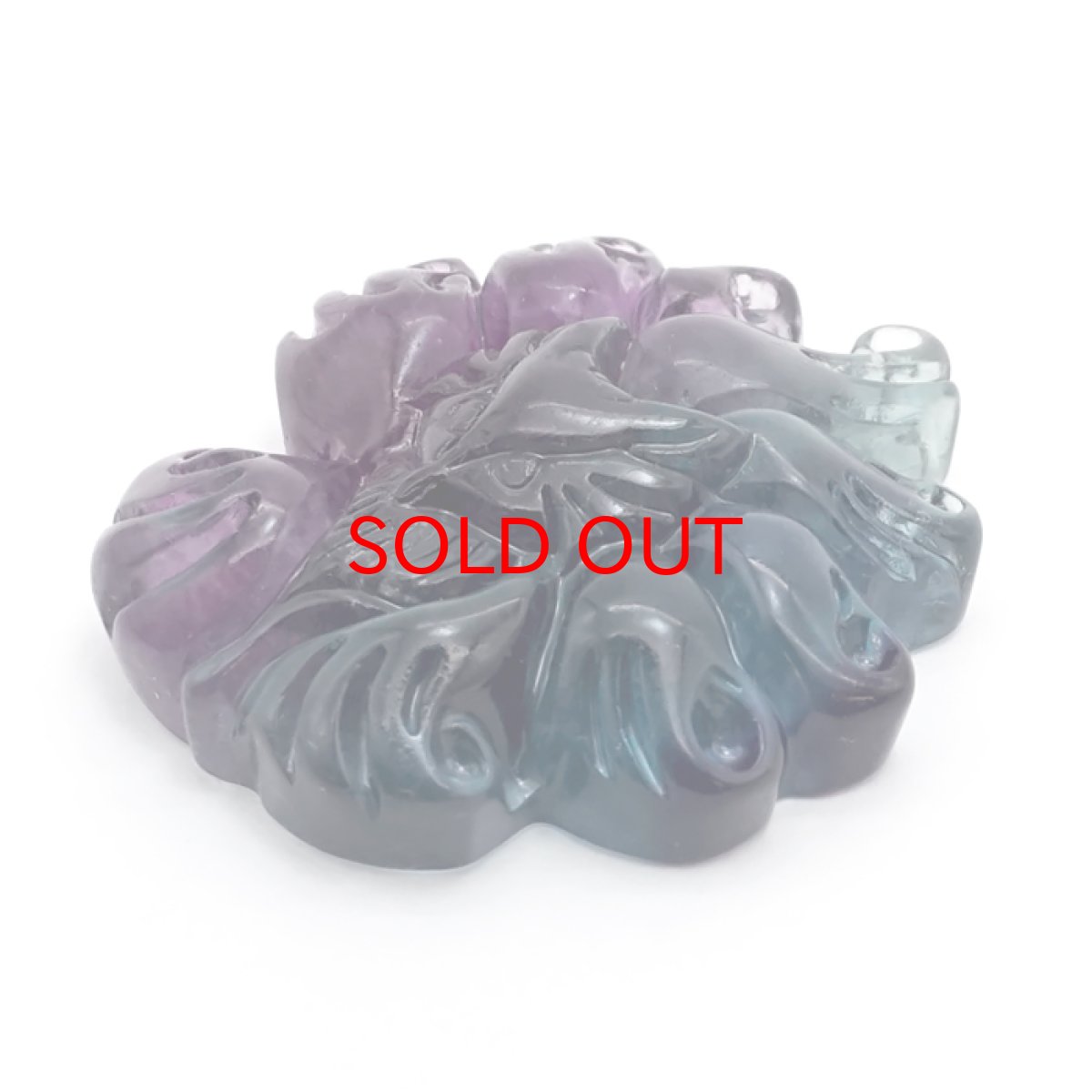 画像6: 【 一点もの 】 フローライト 蓮華 九尾 彫物 中国産 彫刻 Fluorite 蛍石 穴あき ペンダントトップ 天然石 パワーストーン カラーストーン (6)