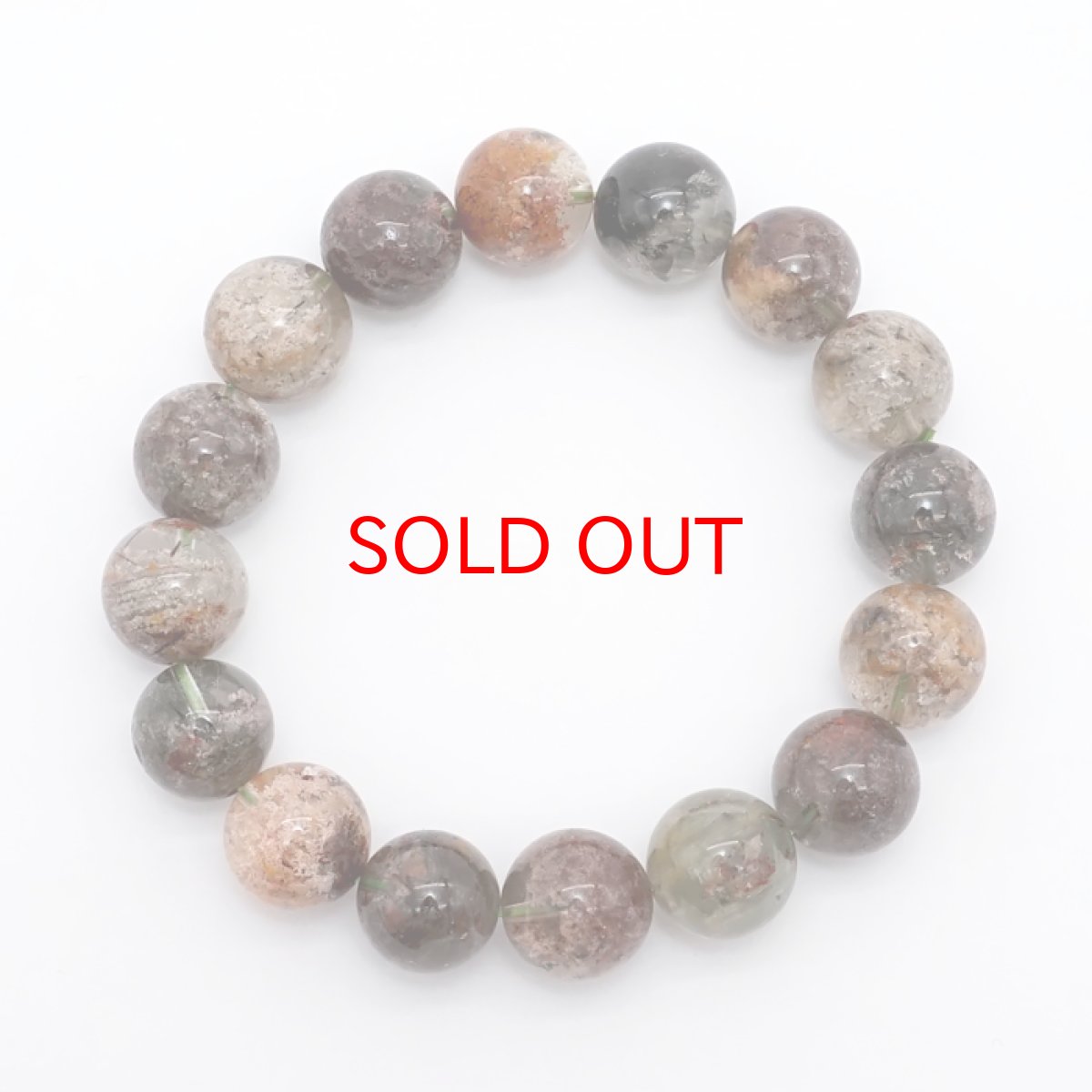 画像4: 【 一点もの 】 ガーデンクォーツ 14mm ブレスレット ブラジル産 Garden quartz 庭園水晶 水晶 お守り 浄化 天然石 パワーストーン カラーストーン (4)