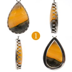 画像2: 【石の日SALE 14%OFF】 【 一点もの 】 バンブルビージャスパー ペンダントトップ インドネシア産 ドロップ 日本製 自社製 天然石 パワーストーン カラーストーン (2)