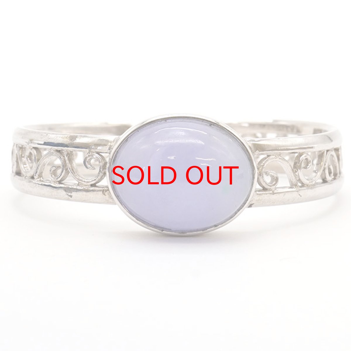 画像2: 【弊社オリジナルデザイン】ラベンダー翡翠 シルバー バングル ブレスレット デザインB 日本製 SV925 【一点物】 証明書つき 天然石 パワーストーン カラーストーン (2)