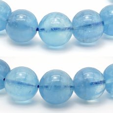 画像2: アクアマリン 11mm ブレスレット ブラジル産 【 一点物 】 Aquamarine 緑柱石 藍柱石 藍玉 水色 浄化 お守り 天然石 パワーストーン カラーストーン (2)