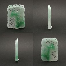 画像2: 翡翠 彫り物 蝙蝠×如意 ミャンマー産 Jade Jadeite ひすい ヒスイ 一点物 彫りもの ペンダントトップ お守り 天然石 パワーストーン 【証明書つき】 カラーストーン (2)