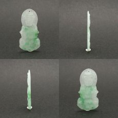 画像2: 翡翠 彫り物 観音様 ミャンマー産 Jade Jadeite ひすい ヒスイ 一点物 彫りもの ペンダントトップ お守り 天然石 パワーストーン 【証明書つき】 カラーストーン (2)