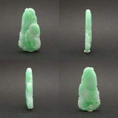 画像2: 翡翠 彫り物 如意 ミャンマー産 Jade Jadeite ひすい ヒスイ 一点物 彫りもの ペンダントトップ お守り 天然石 パワーストーン 【証明書つき】 カラーストーン (2)