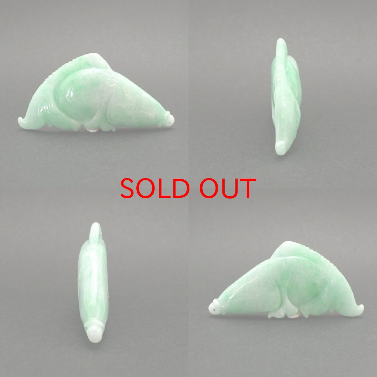 画像2: 翡翠 彫り物 鯉 ミャンマー産 Jade Jadeite ひすい ヒスイ 一点物 彫りもの ペンダントトップ お守り 天然石 パワーストーン 【証明書つき】 カラーストーン (2)