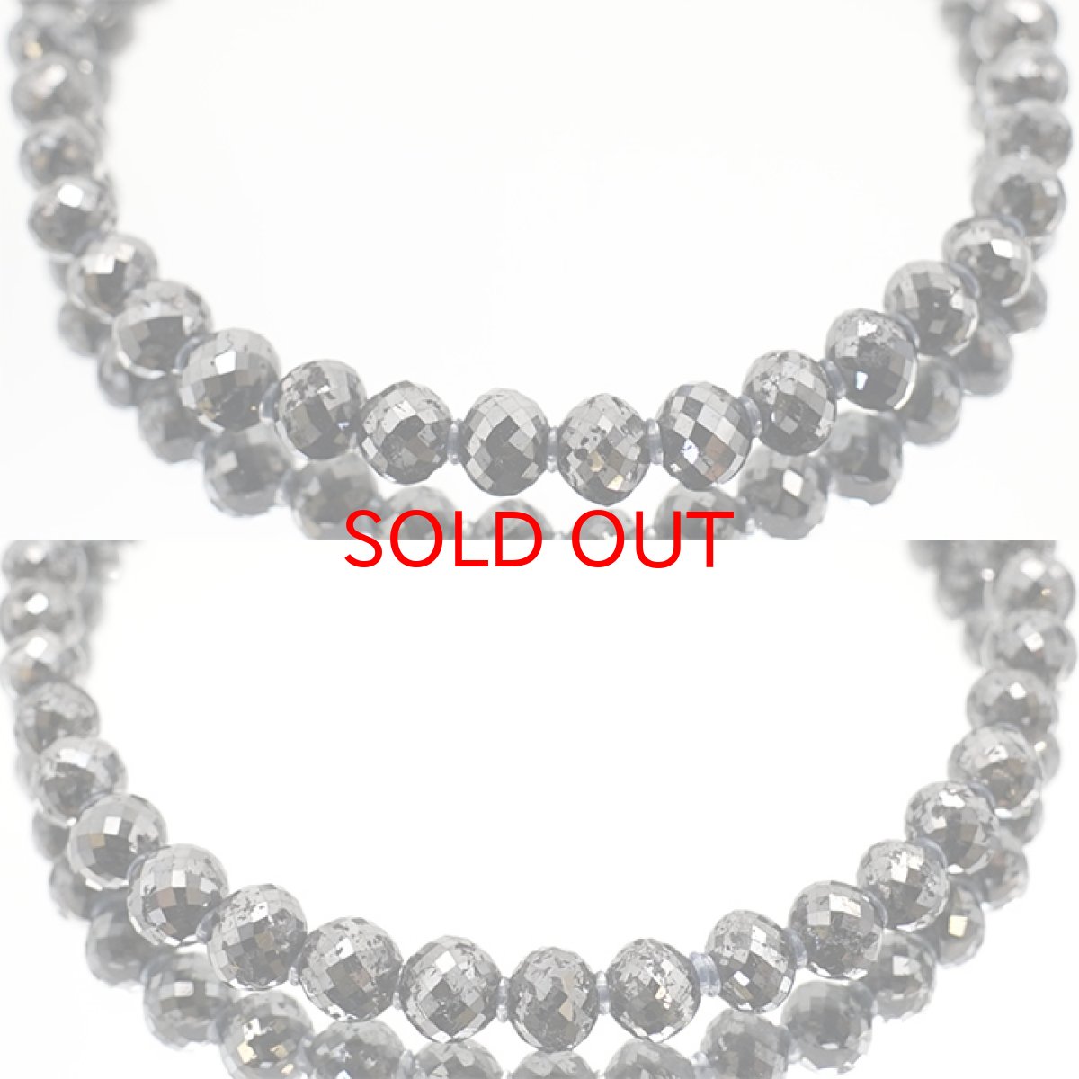 画像2: ブラックダイヤモンド 約45.76ct ブレスレット アフリカ産  鉱物証明書つき【一点物】 約5×4mm玉 天然ダイヤモンド Black Diamond 天然石 パワーストーン カラーストーン (2)