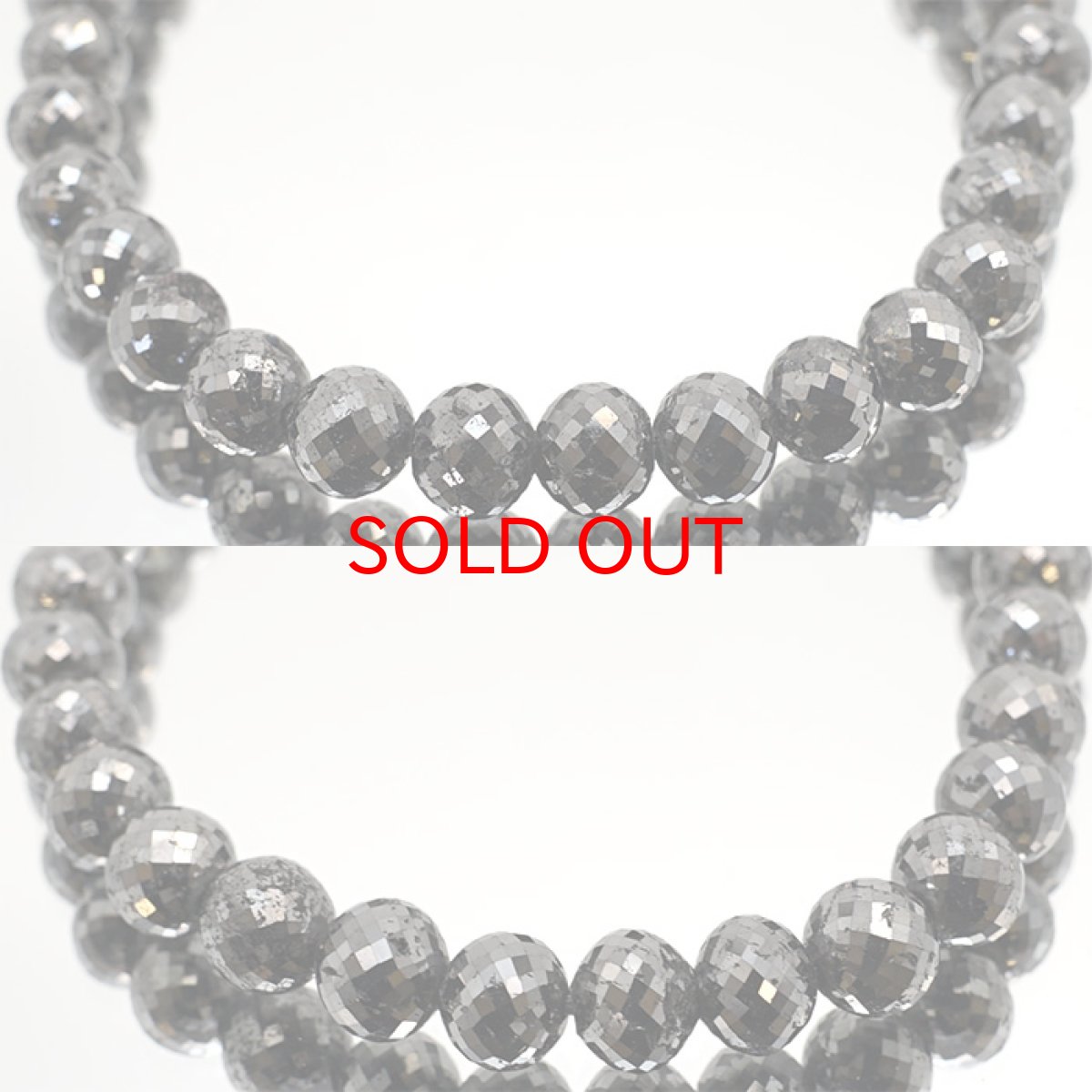 画像2: ブラックダイヤモンド 約77.7ct ブレスレット アフリカ産  鉱物証明書つき【一点物】 約6×5mmカット玉 天然ダイヤモンド Black Diamond 天然石 パワーストーン カラーストーン (2)