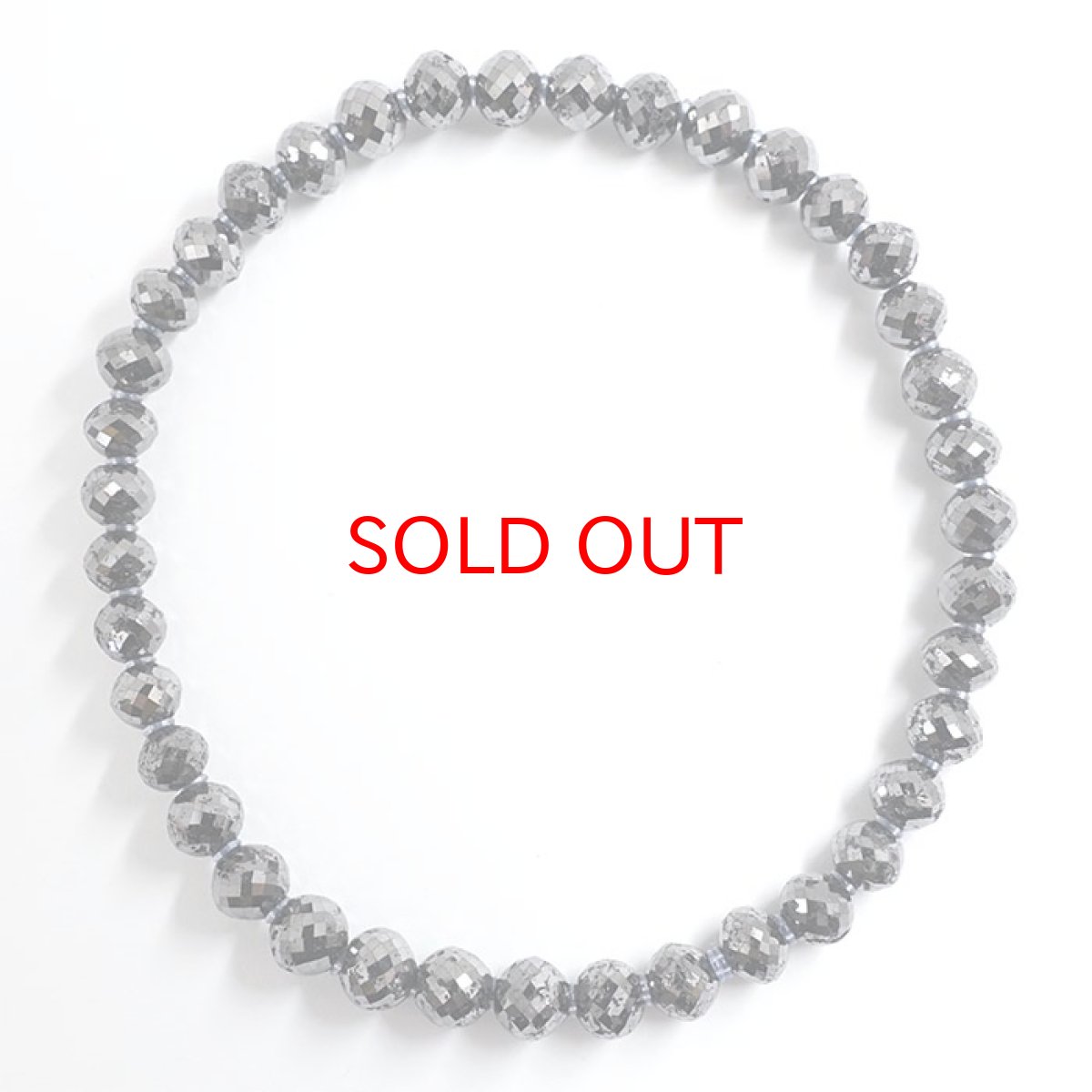 画像3: ブラックダイヤモンド 約45.76ct ブレスレット アフリカ産  鉱物証明書つき【一点物】 約5×4mm玉 天然ダイヤモンド Black Diamond 天然石 パワーストーン カラーストーン (3)