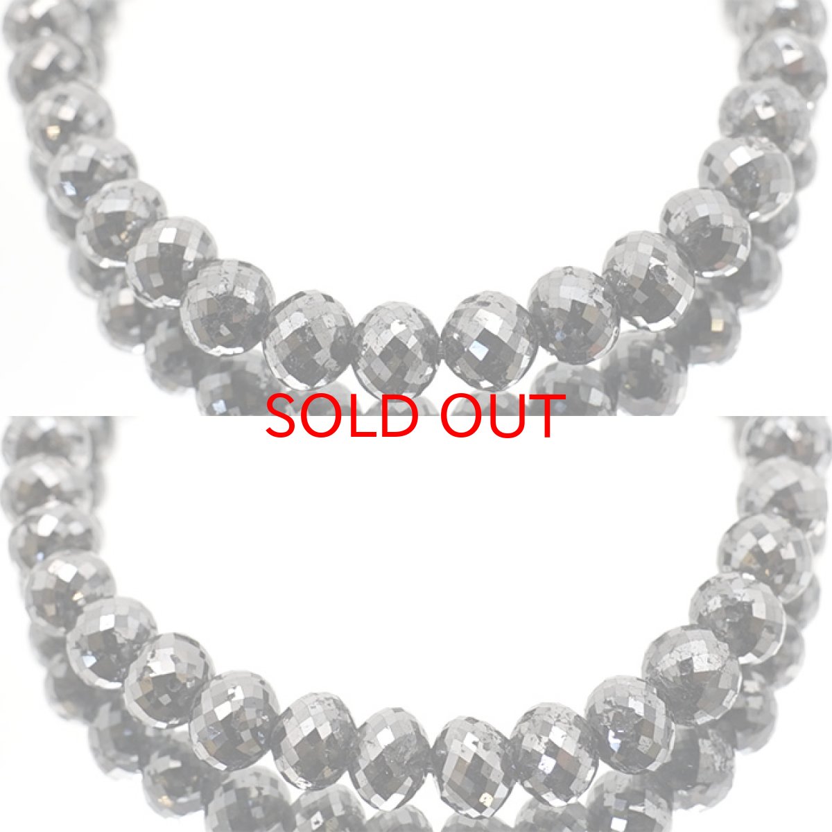 画像2: ブラックダイヤモンド 約68ct ブレスレット アフリカ産  鉱物証明書つき【一点物】 約6×5mmカット玉 天然ダイヤモンド Black Diamond 天然石 パワーストーン カラーストーン (2)